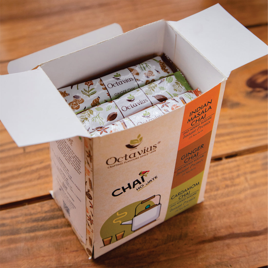 3 in 1 Instant Premix - Indian Masala, Cardamom & Ginger (No Added Sugar) - 50 sachets