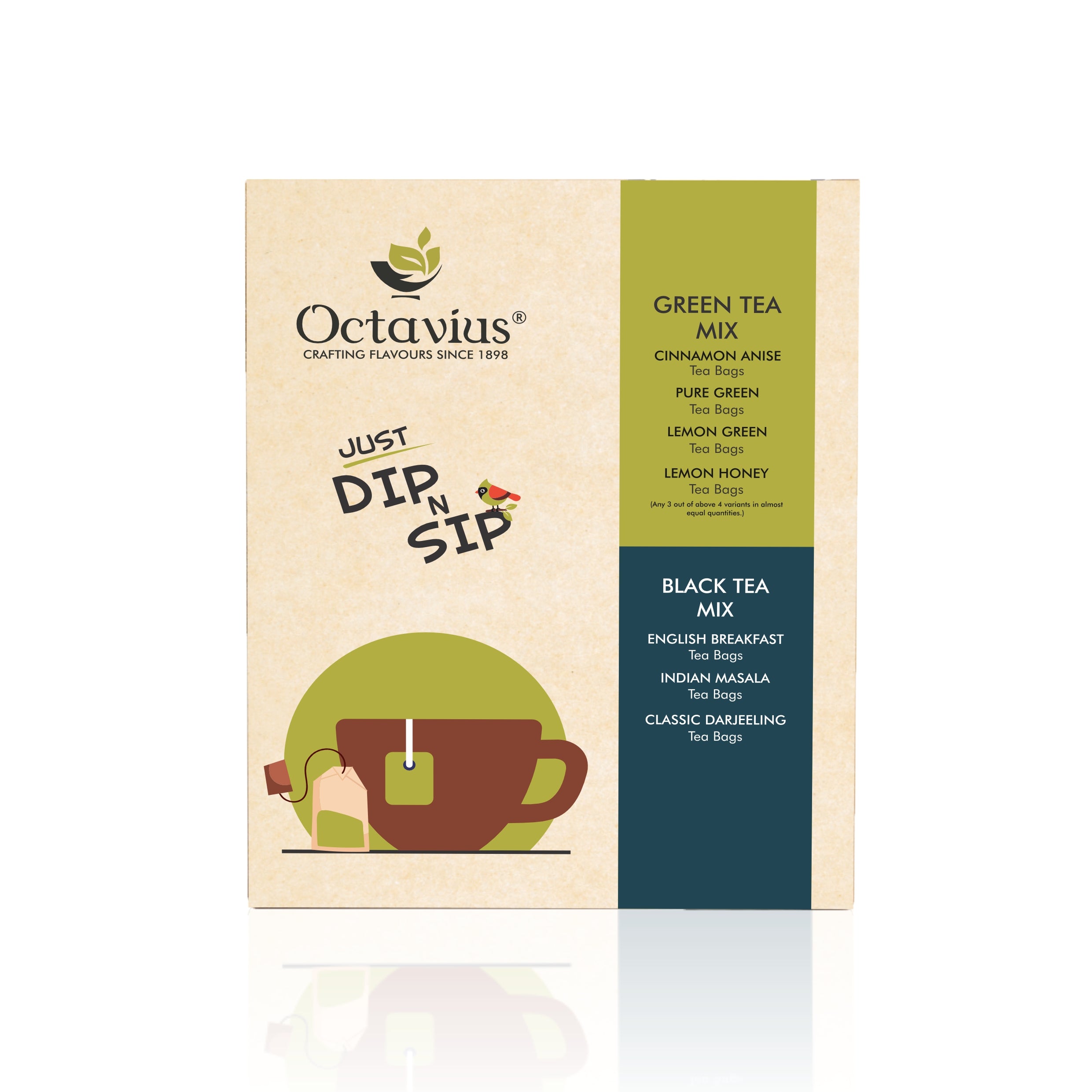 6 Assorted Black & Green Teas - 100 Teabags Economy Pack