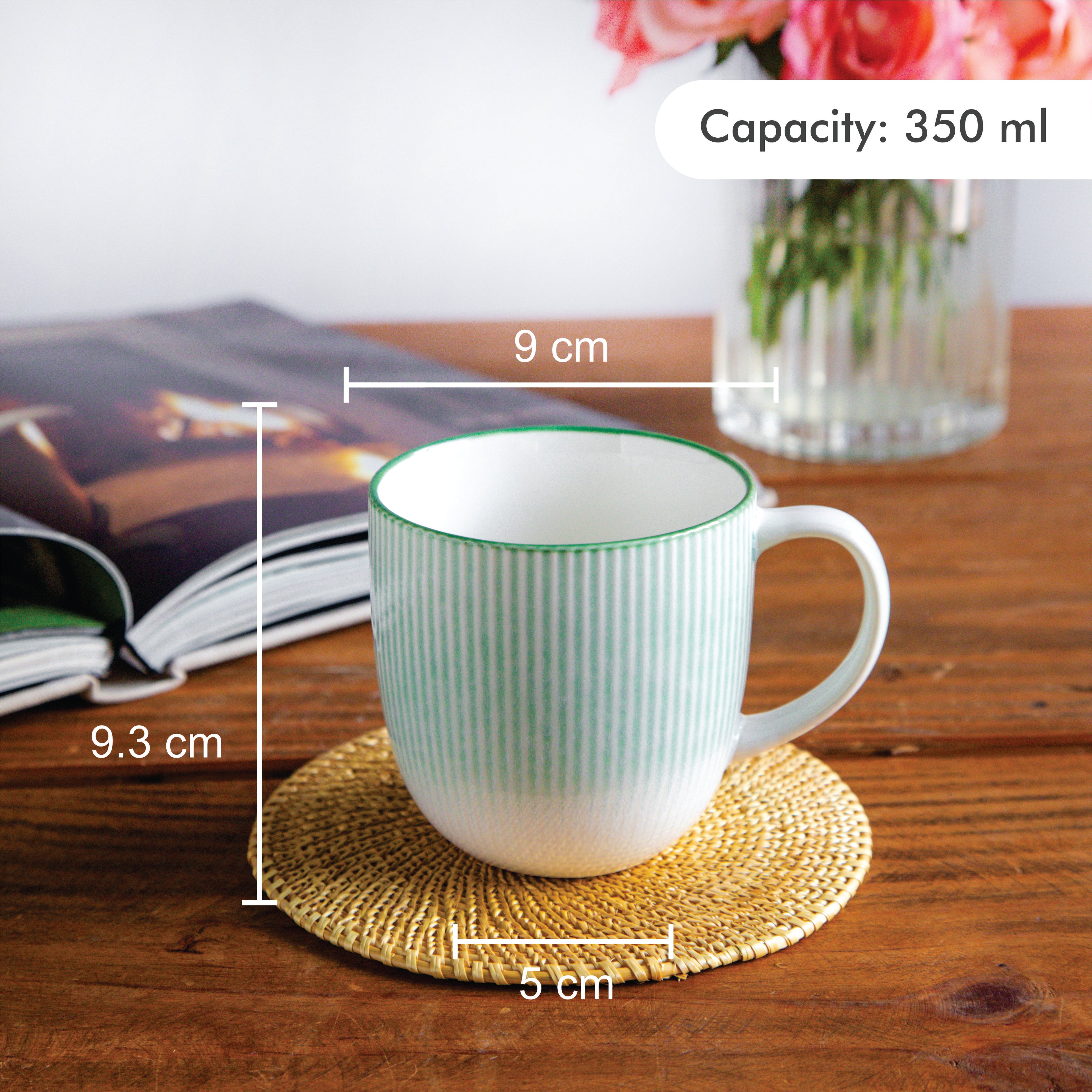 Aura Lines Mint Glow Coffee Mug (Set of 2) – 350 ml