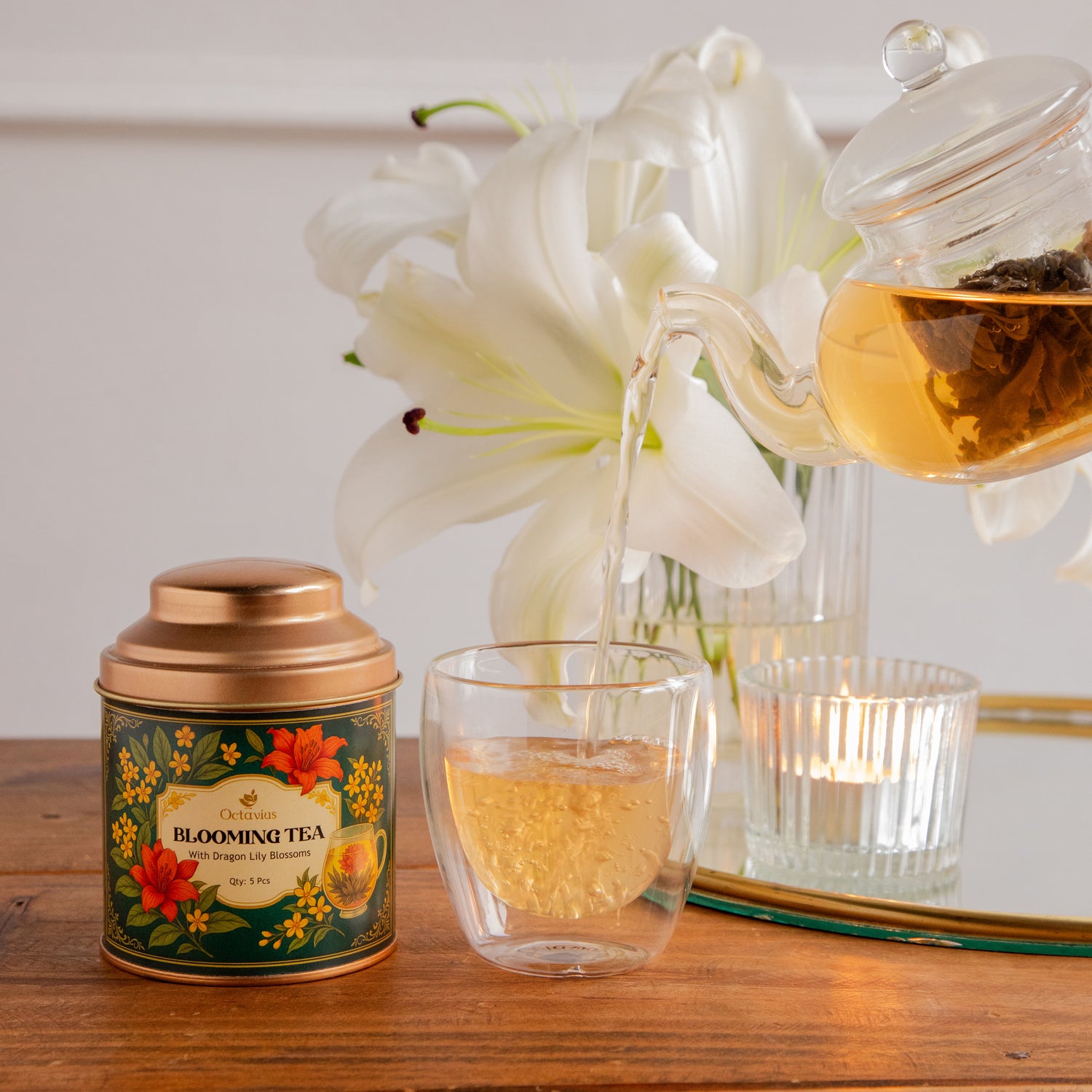 Octavius Blooming Tea – With Dragon Lily Blossoms (Pack of 5)