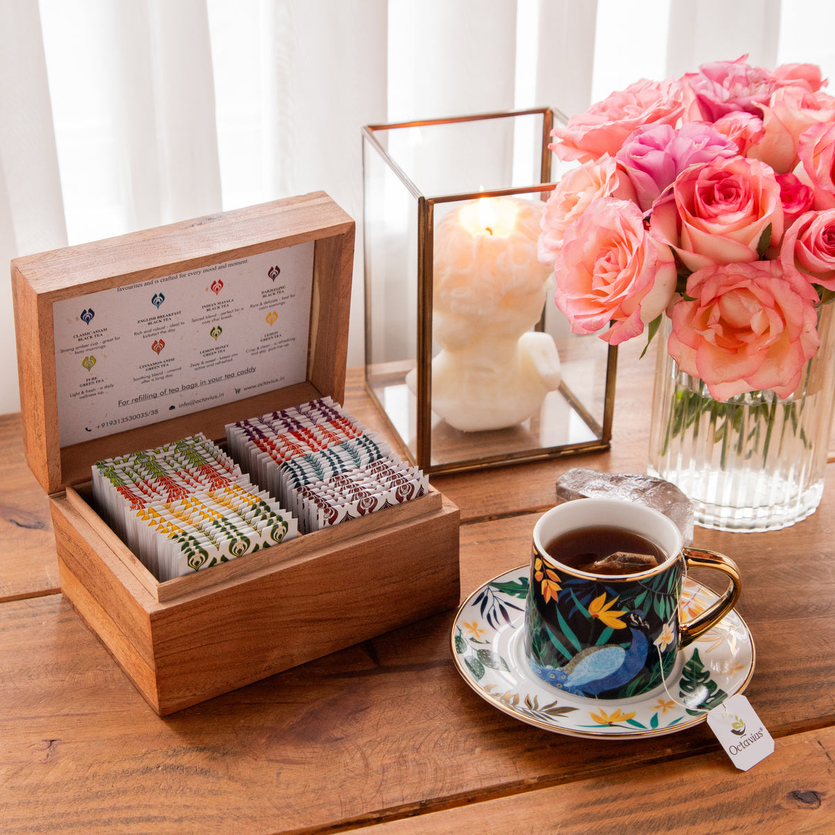 Tea Explorers’ Collection in Heritage Mandala Wooden Caddy – 50 Enveloped Teabags