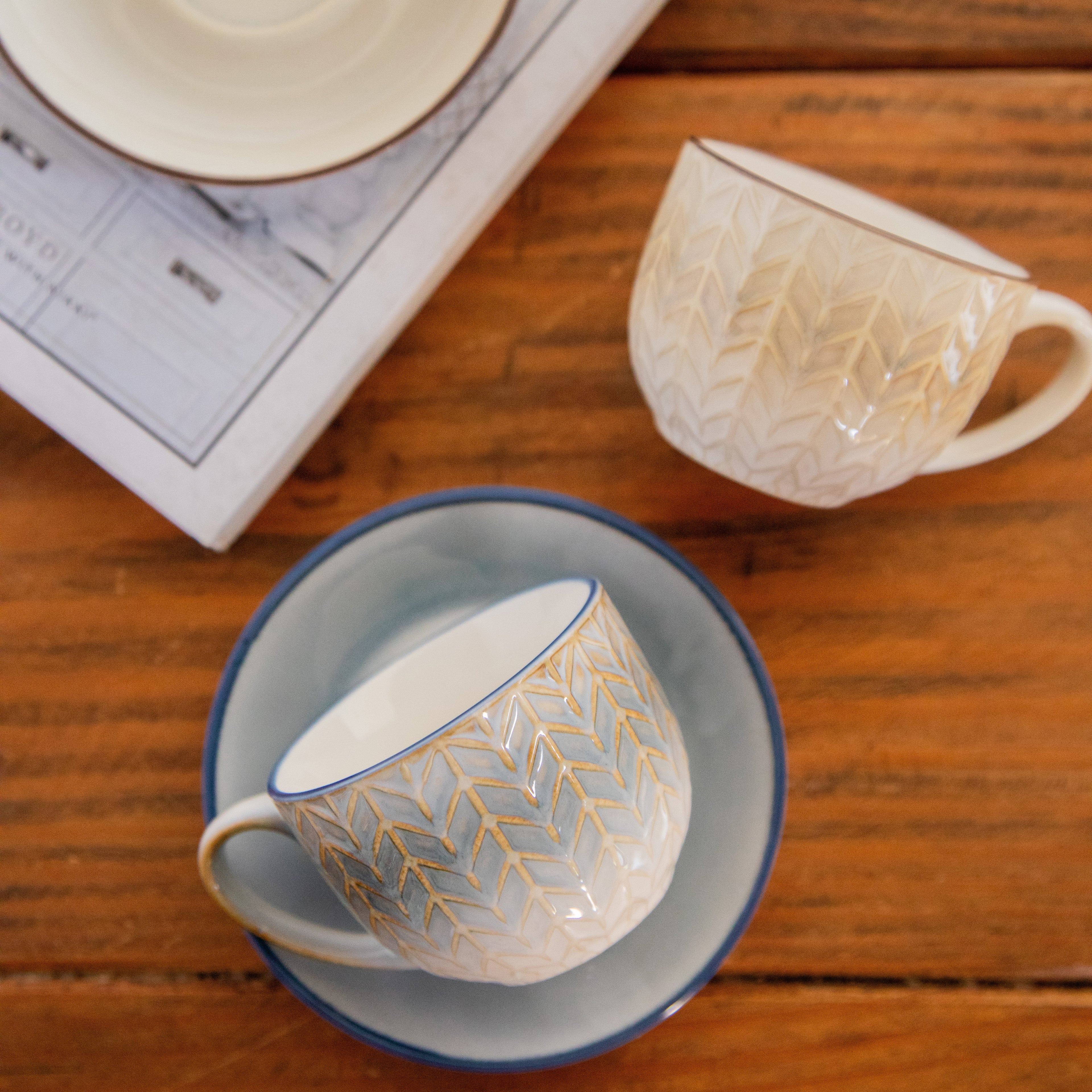 Chroma Charm Tea Set – Set of 4 Cups & Saucers (200 ml each)