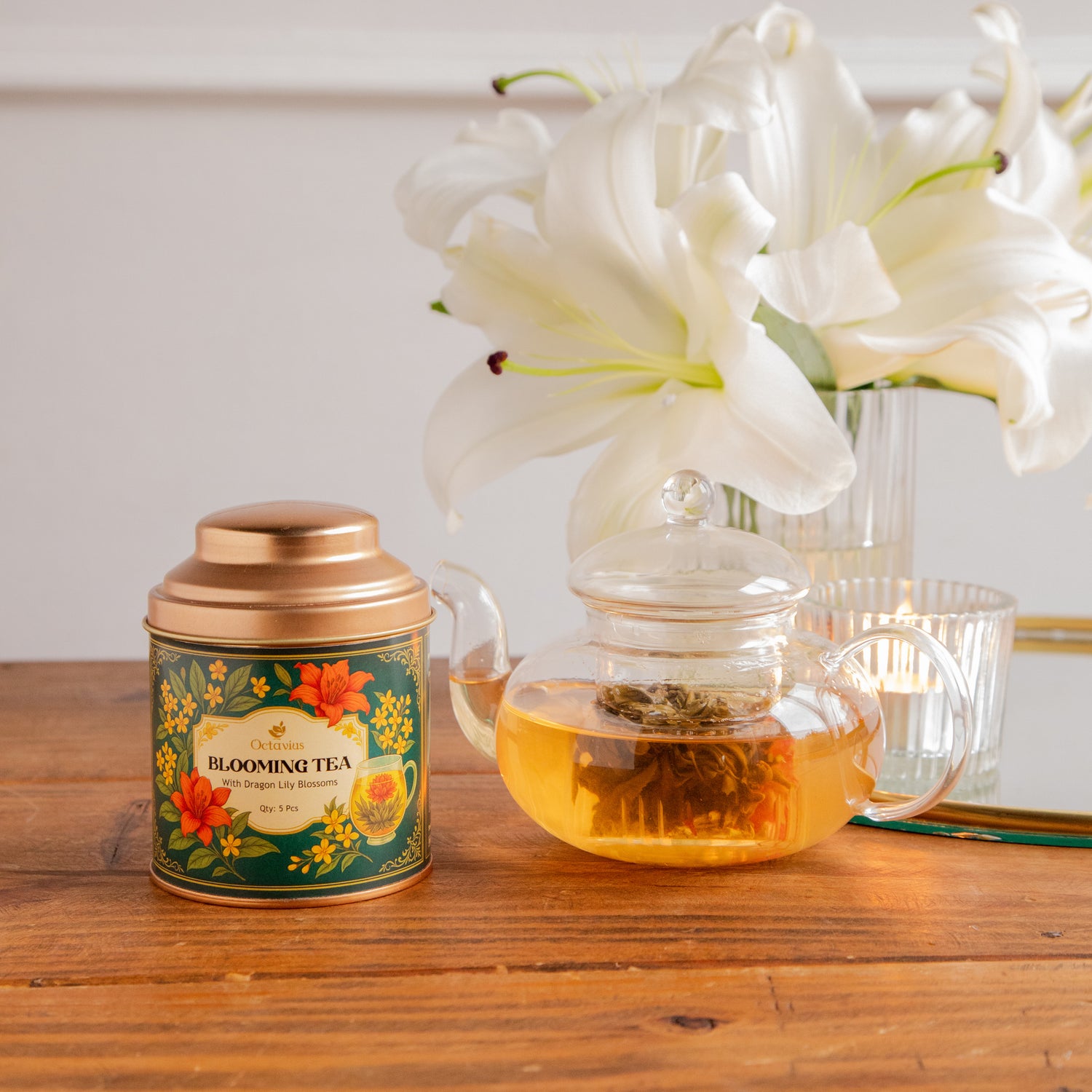 Octavius Blooming Tea – With Dragon Lily Blossoms (Pack of 5)