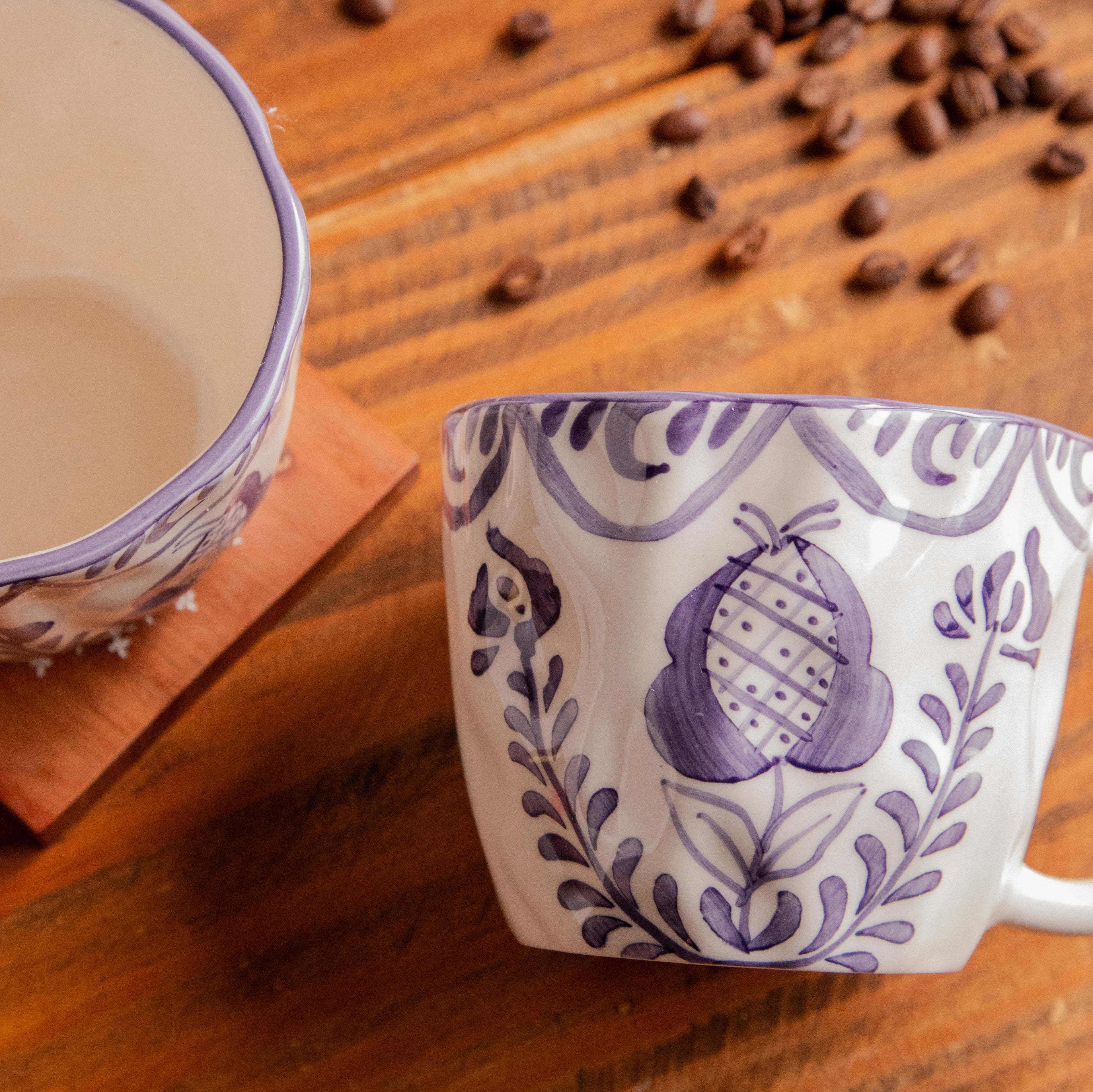 Indigo Bloom Hand-Painted Ceramic Mug (450 ml)