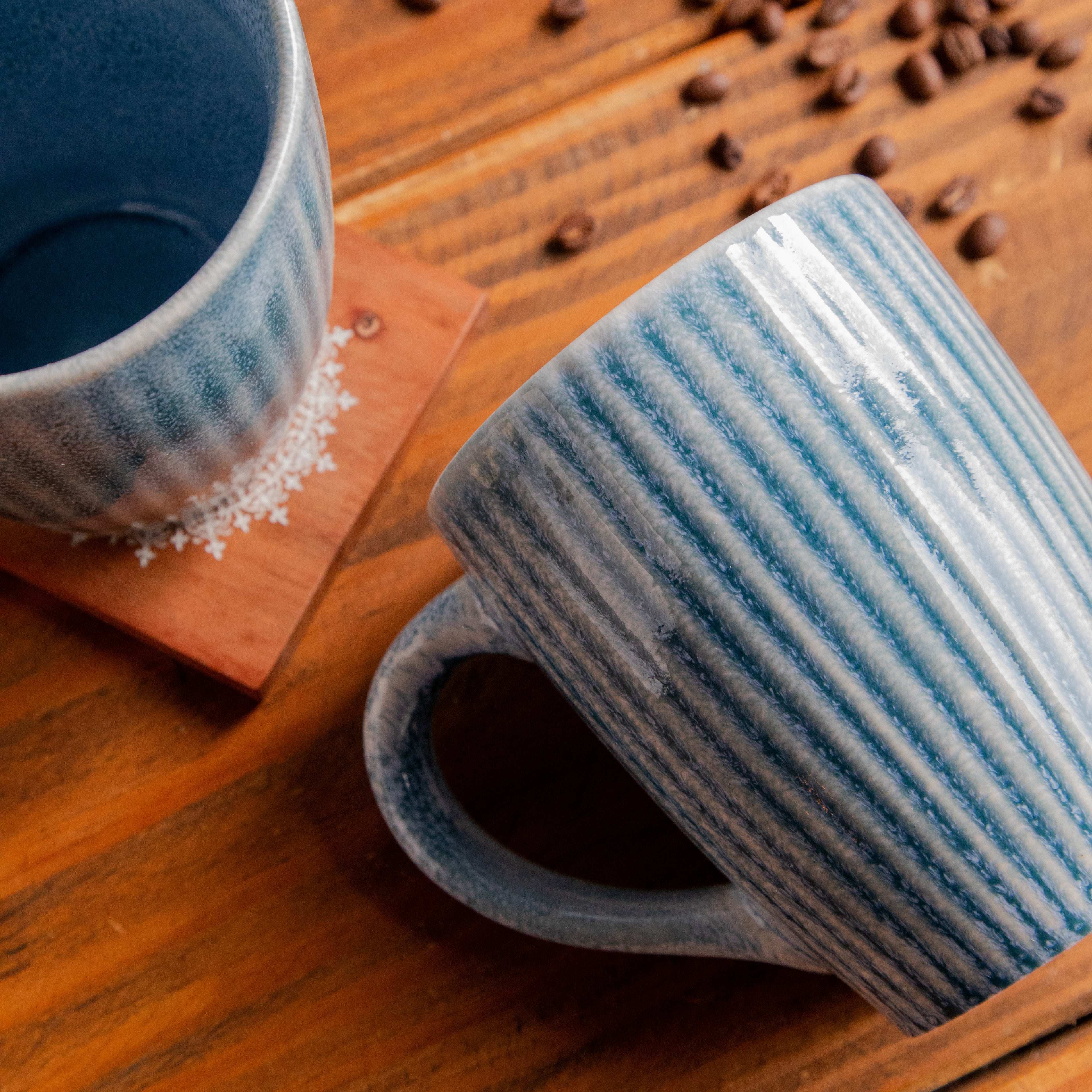Coastal Ripple Hand-Painted Ceramic Mug – 650 ml