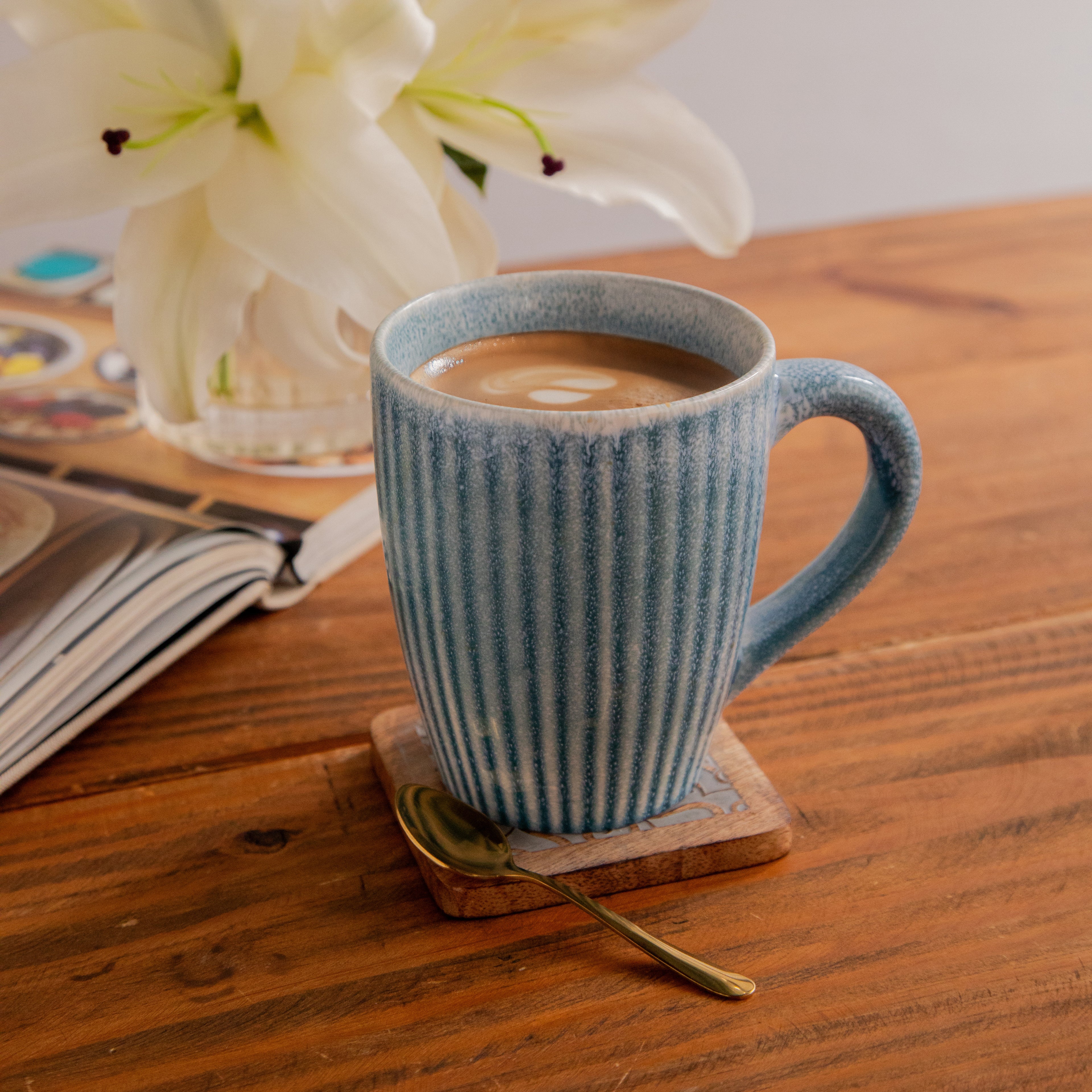 Coastal Ripple Hand-Painted Ceramic Mug – 650 ml
