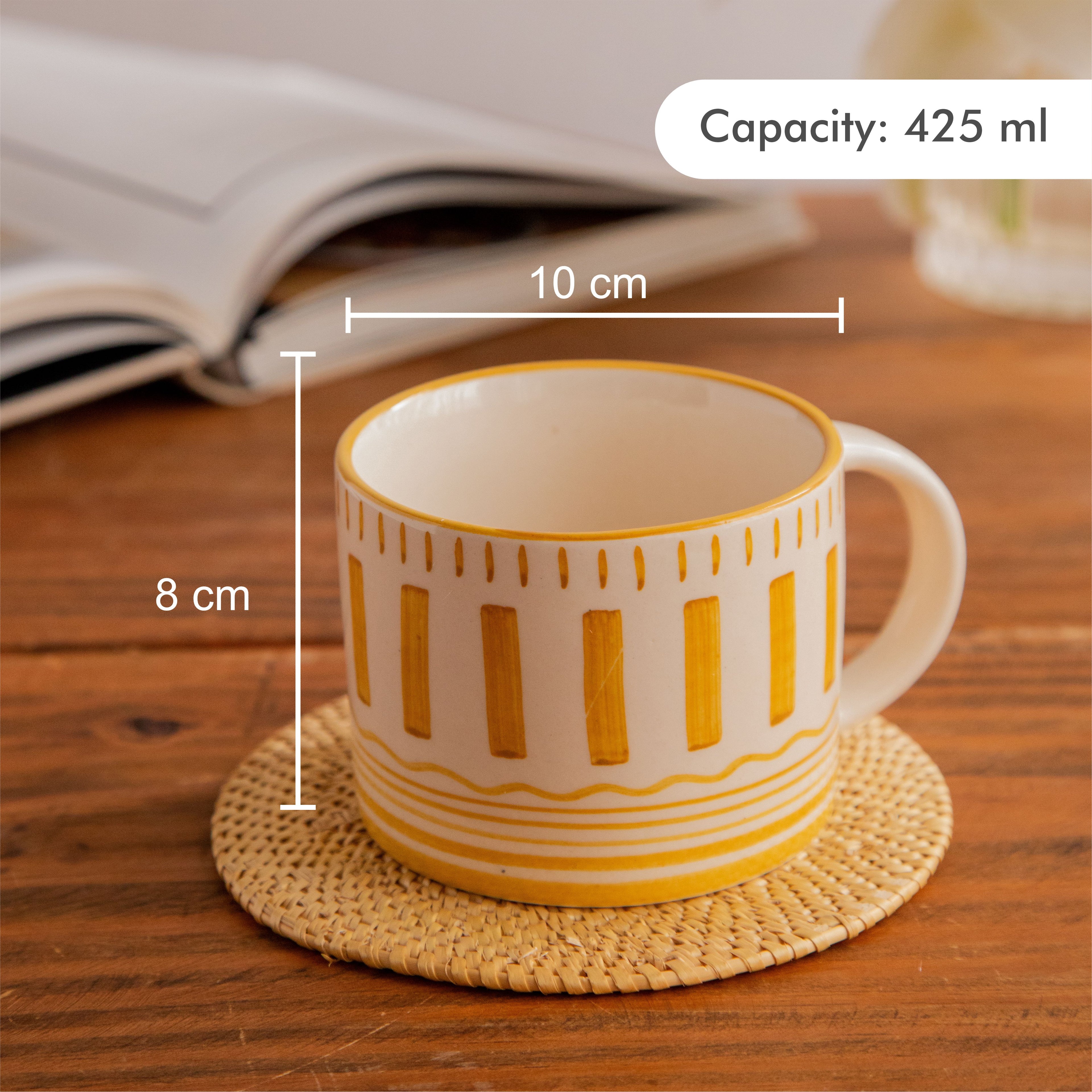 Golden Dune Hand-Painted Ceramic Mug – 425 ml