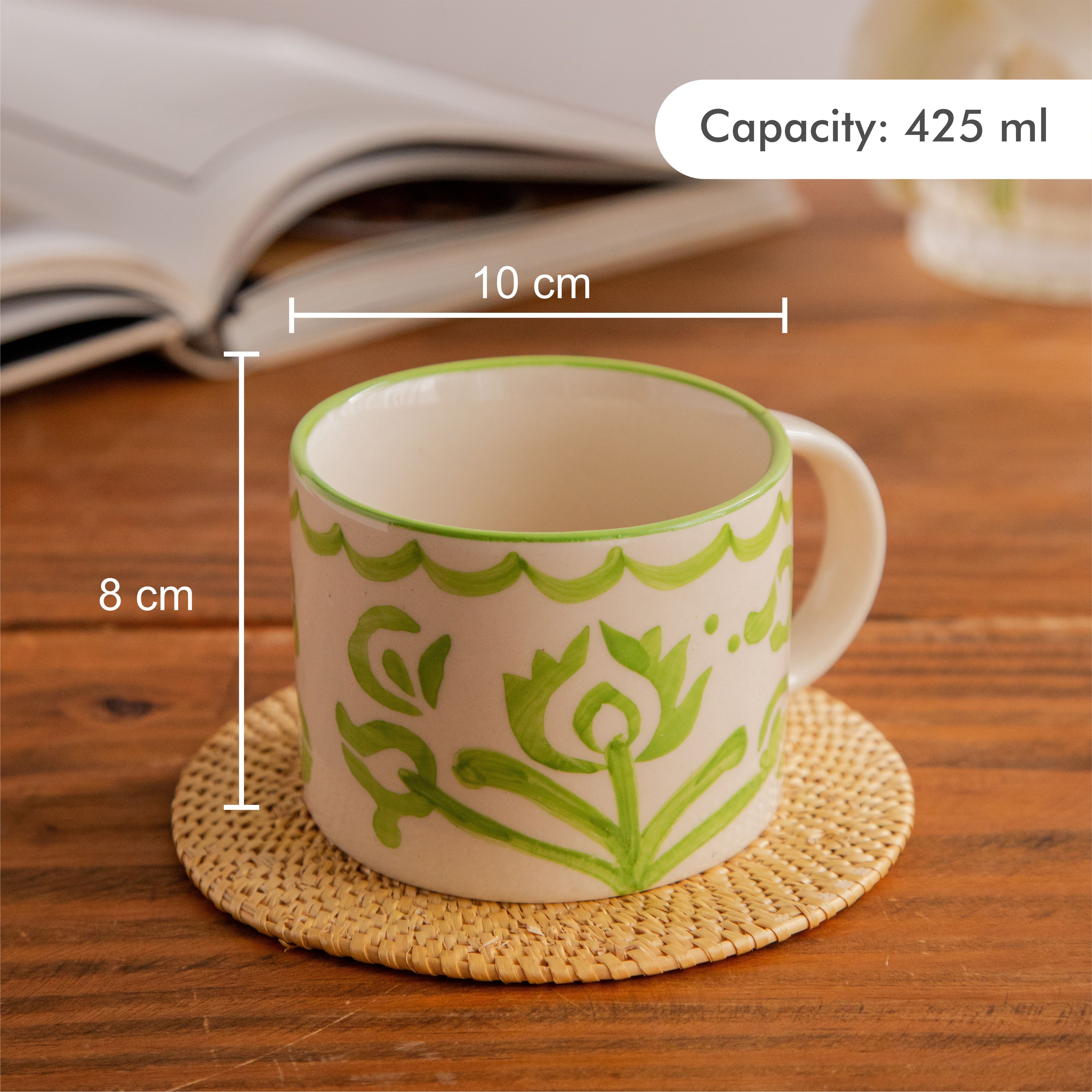 Meadow Bloom Hand-Painted Ceramic Mug – 425 ml