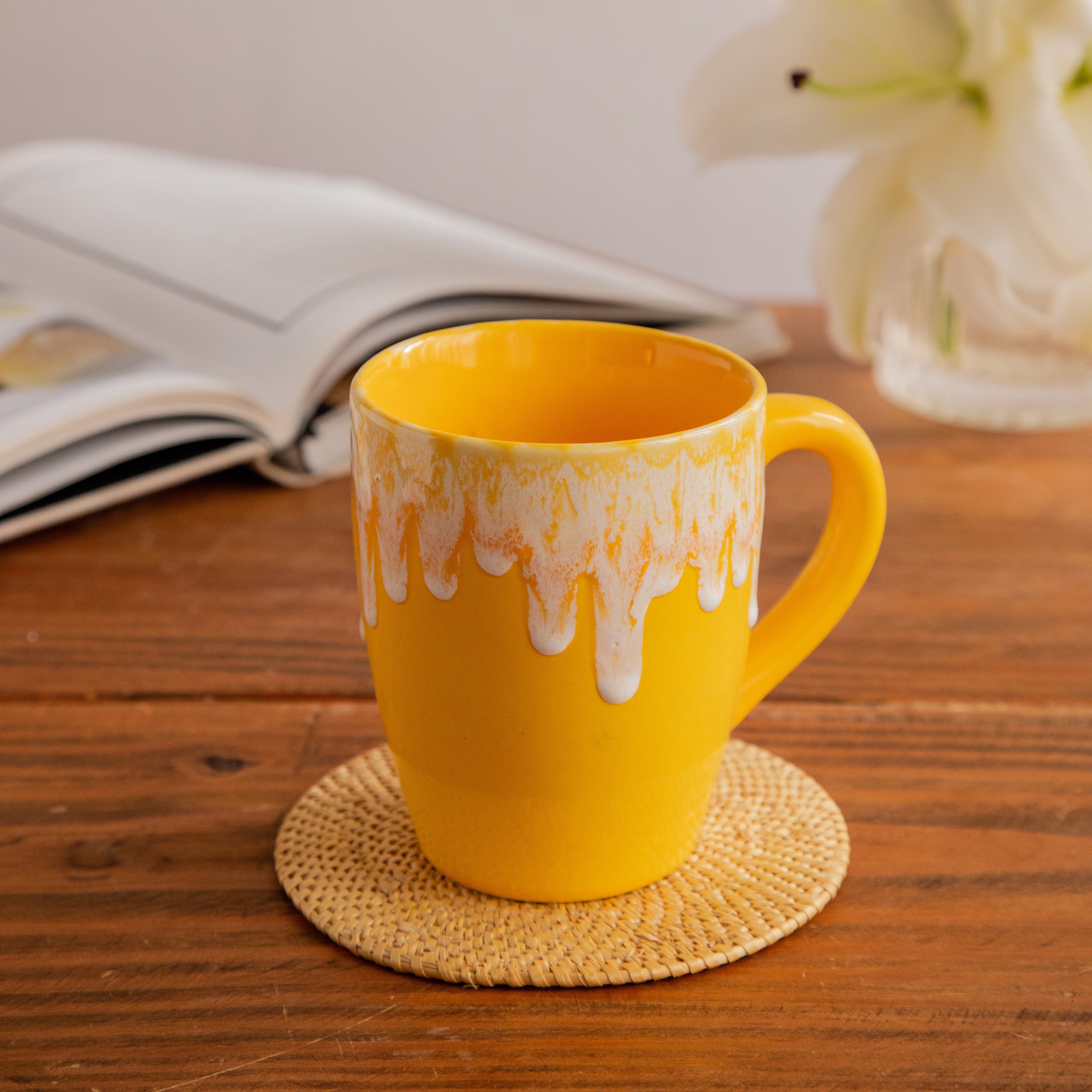 Sunburst Drizzle Hand-Painted Ceramic Mug – 650 ml