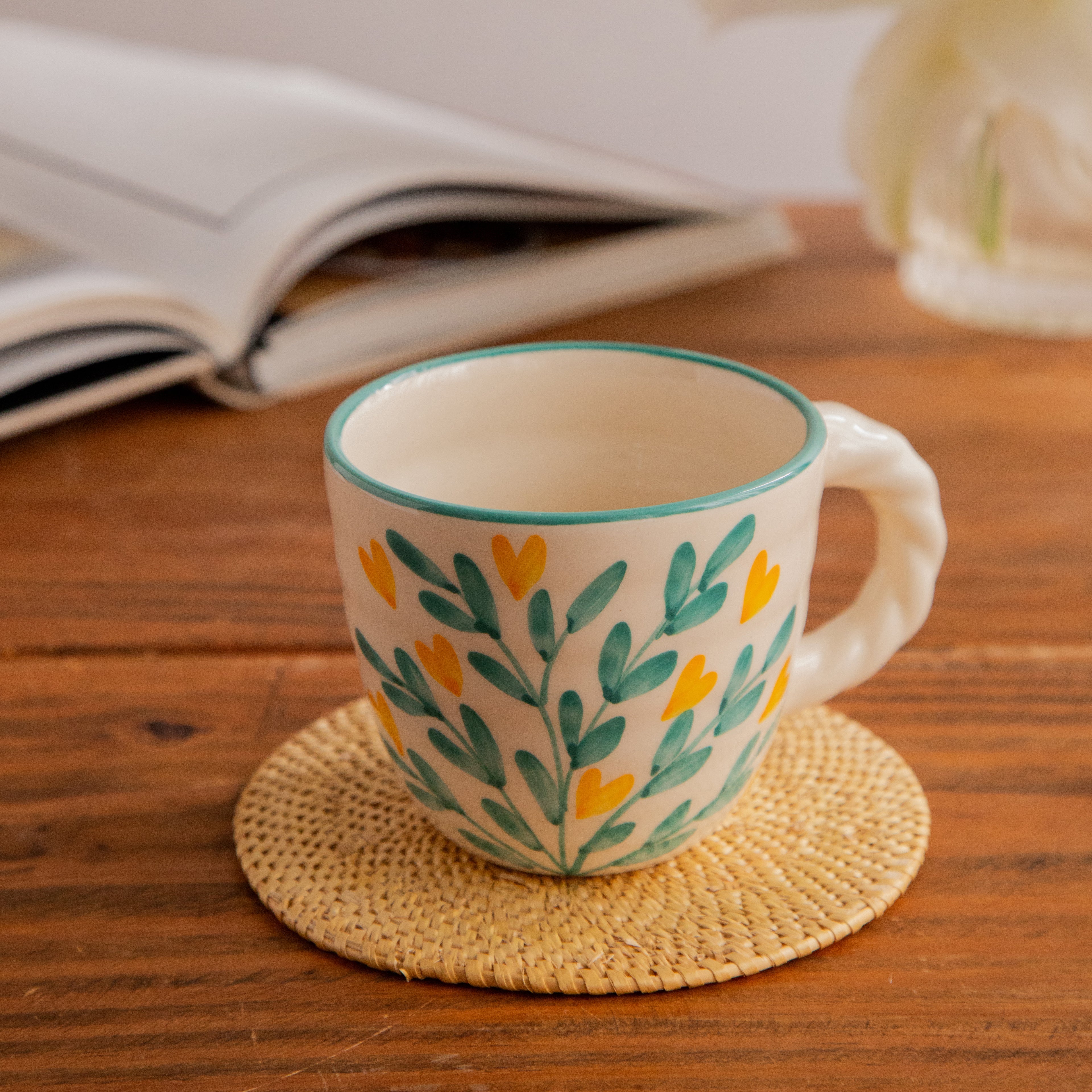 Gulmohar Grove Hand-Painted Ceramic Mug – 450 ml