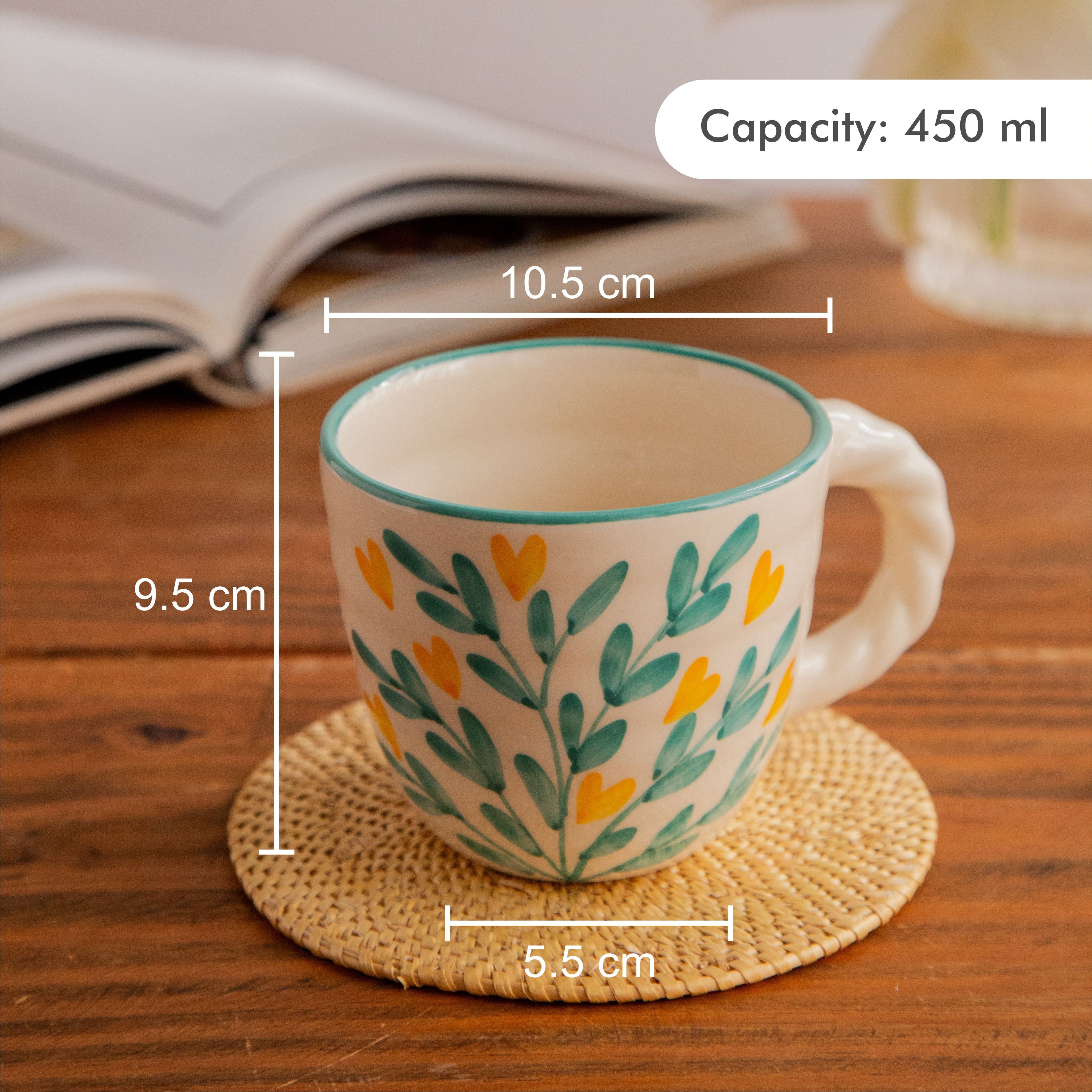Gulmohar Grove Hand-Painted Ceramic Mug – 450 ml