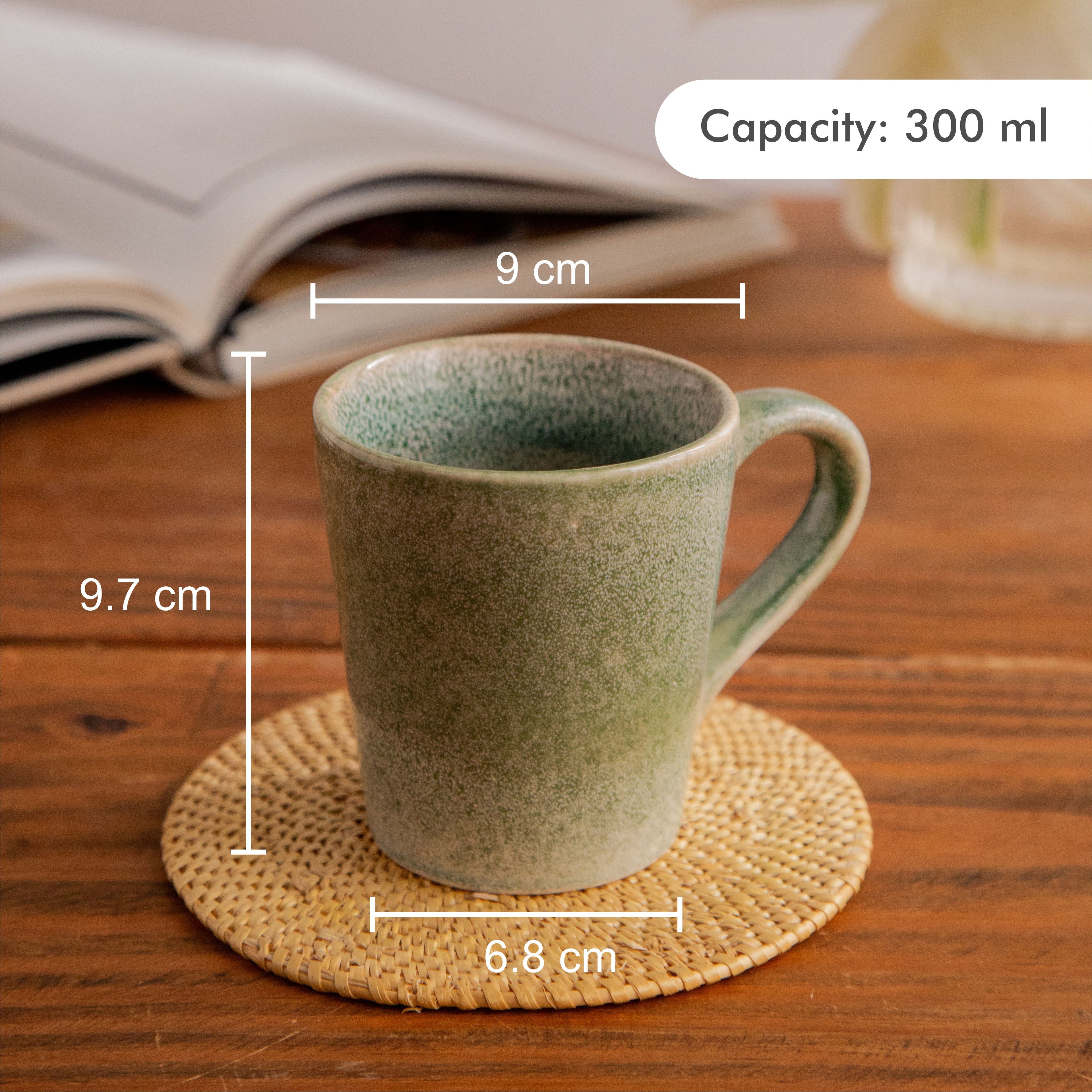Forest Mist Hand-Painted Ceramic Mug – 300 ml (Set of 2)