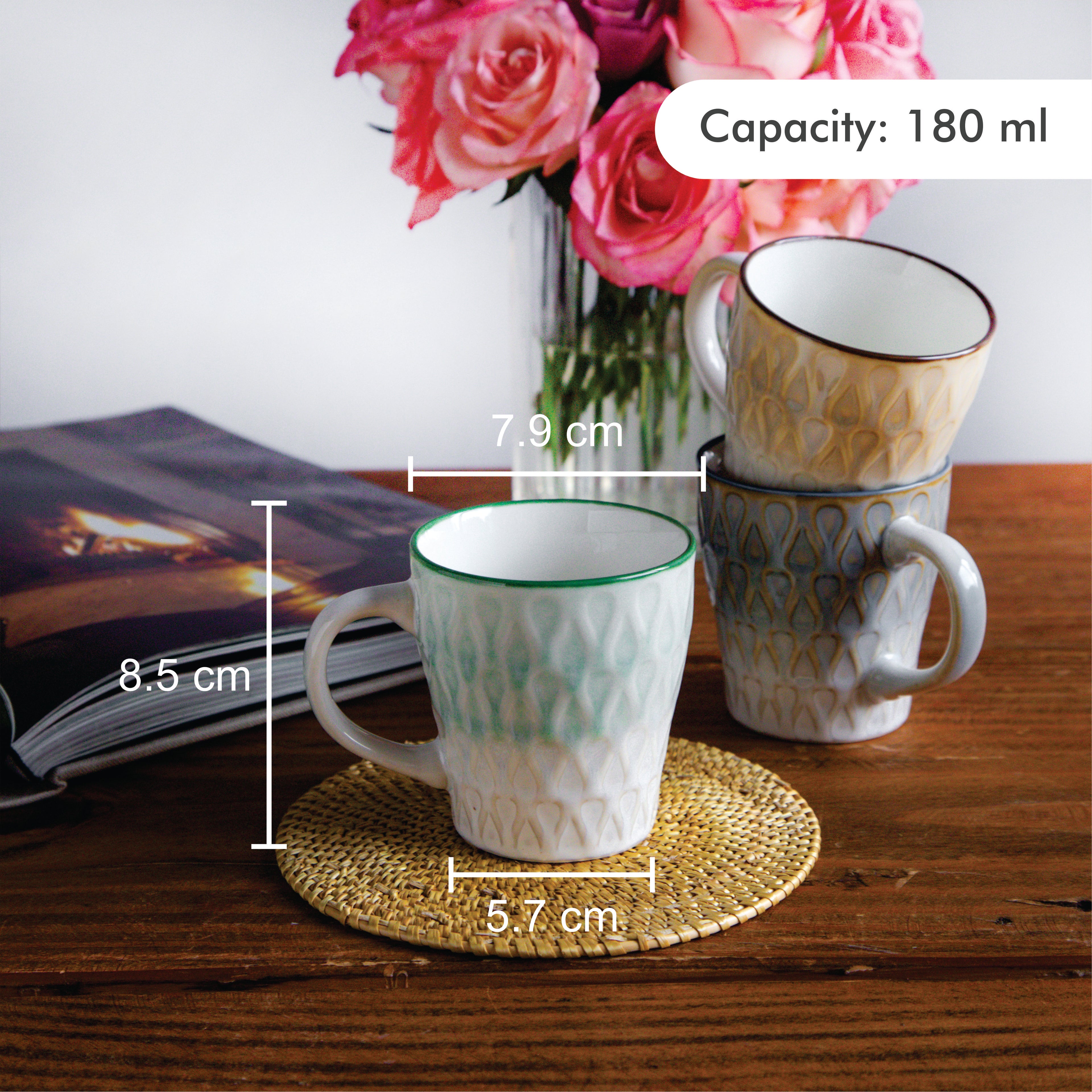 Eterna Leaf Teacup Set (6 pcs) – 180 ml each