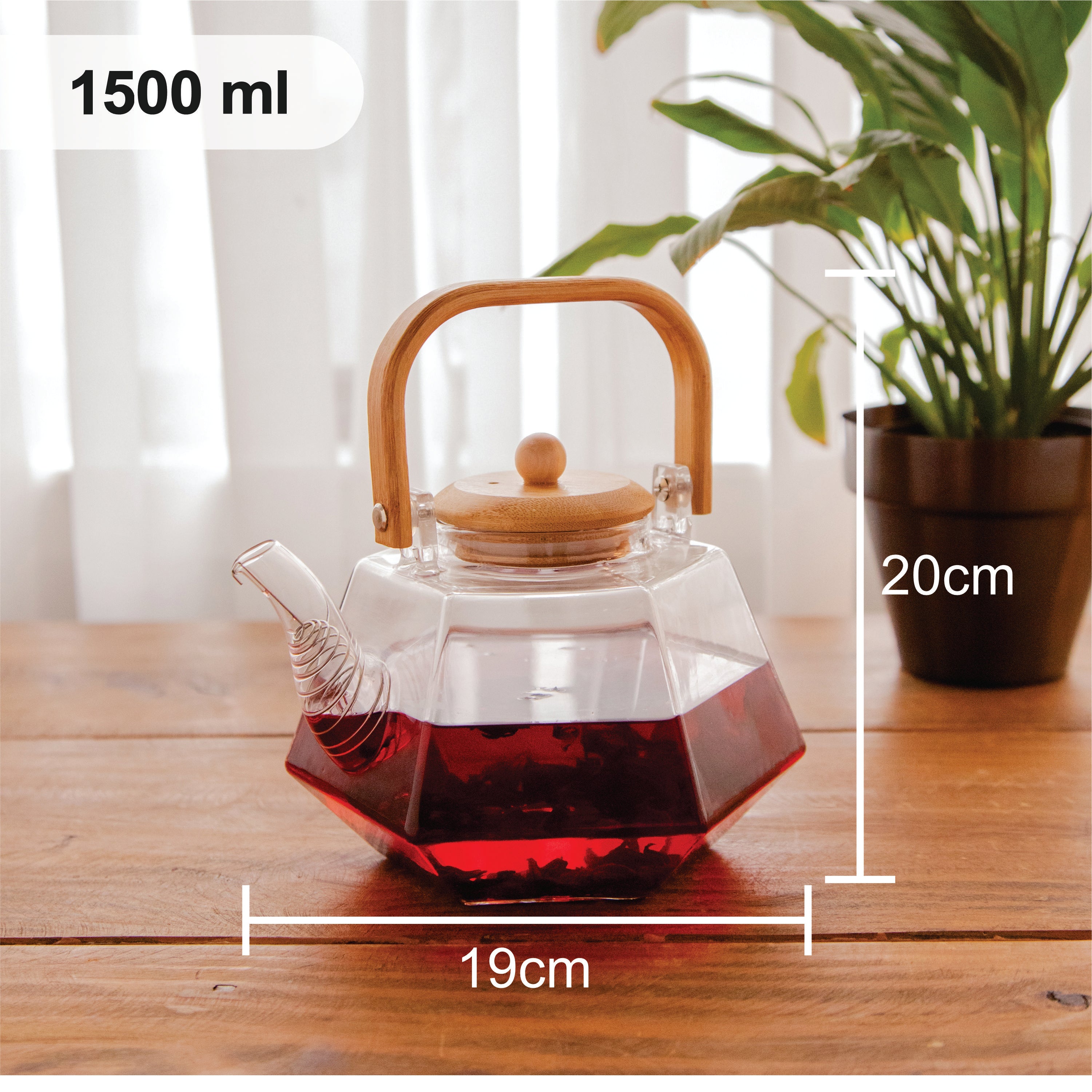 Octavius Facet Brew Borosilicate Glass Kettle – 1500 ml