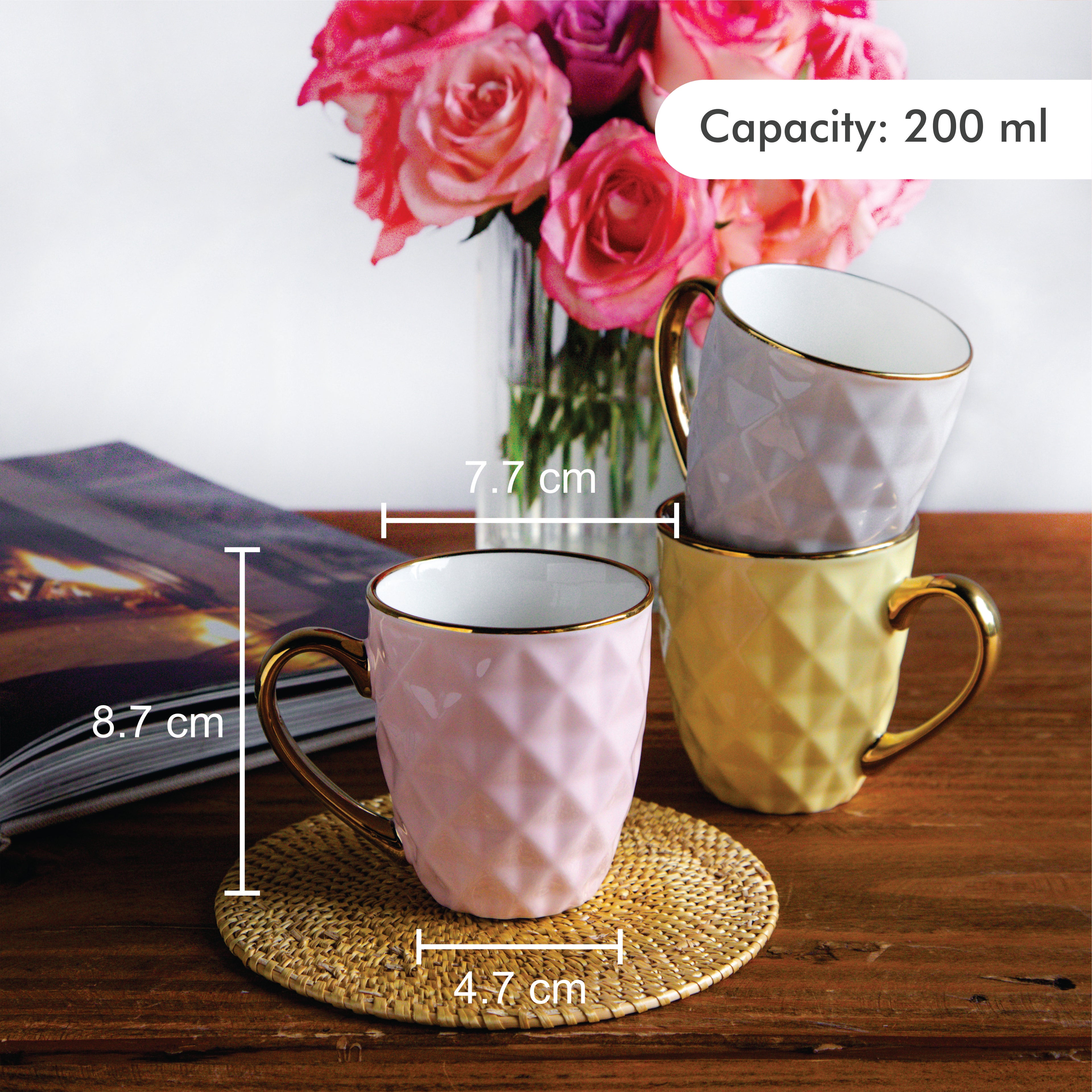 Golden Aura Teacup Set (6 pcs) – 200 ml each