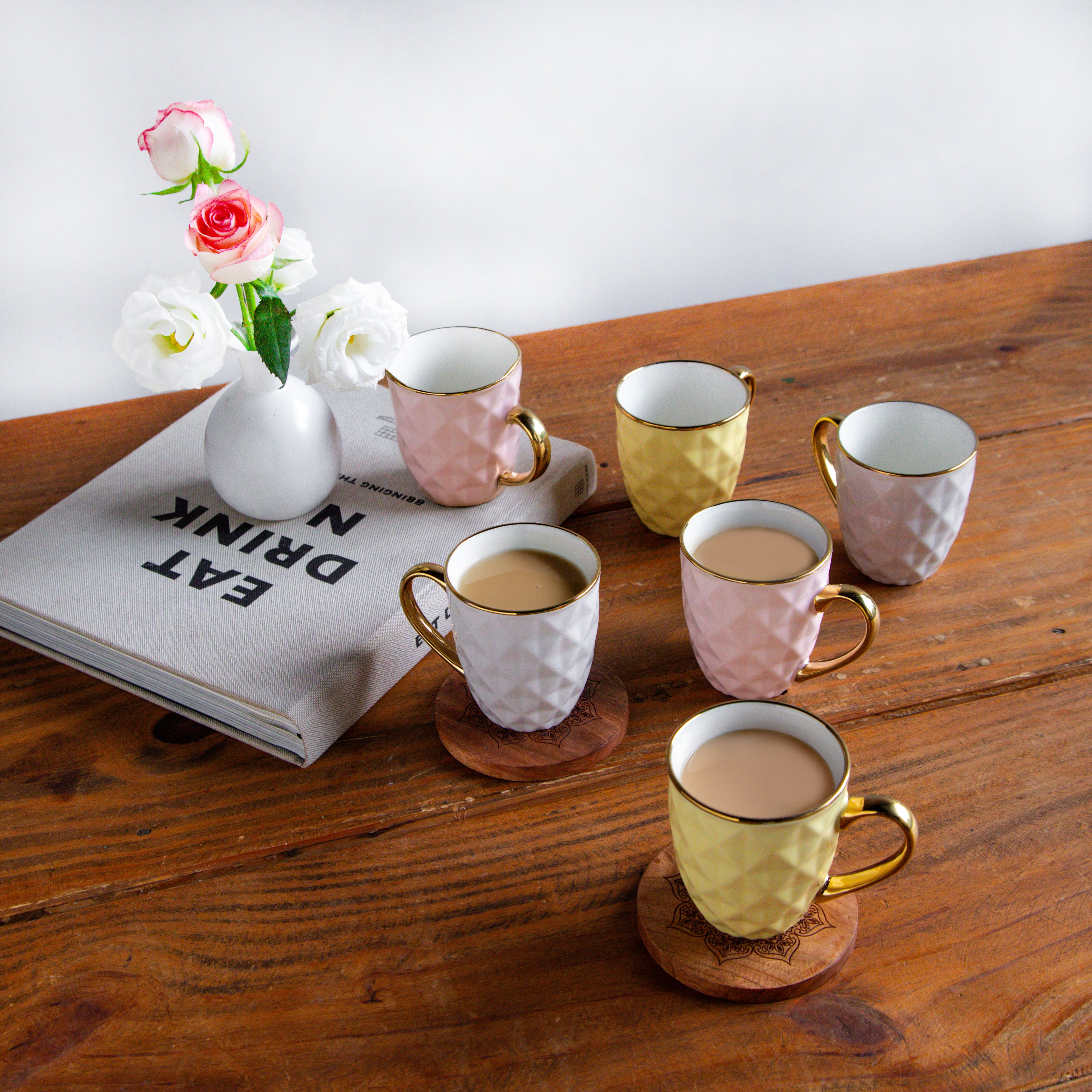 Golden Aura Teacup Set (6 pcs) – 200 ml each