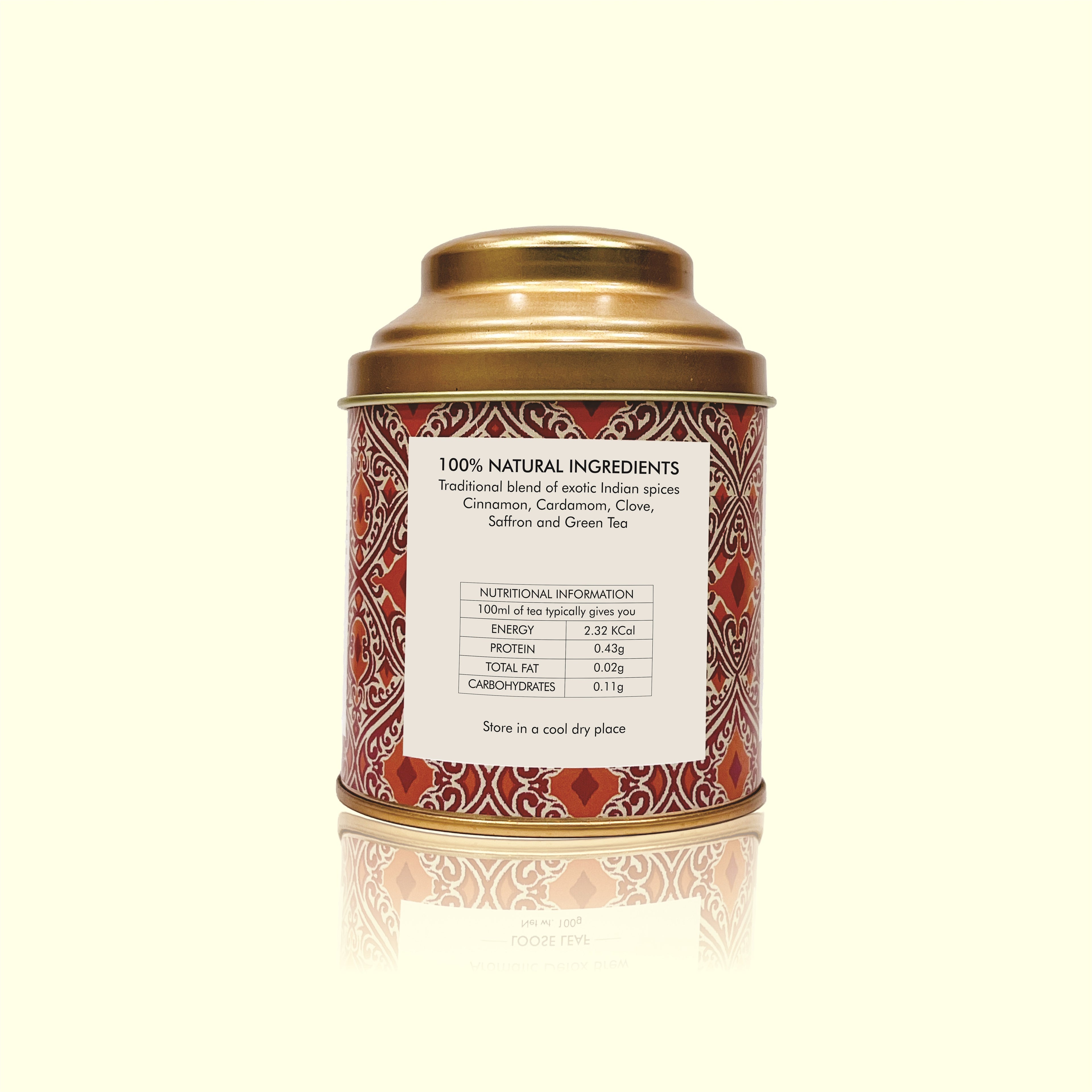 Kashmiri Kahwa Green Tea Loose Leaf in Tin Caddy - 100 Gms