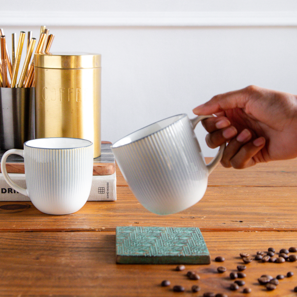 Aura Lines Blue Mist Coffee Mug (Set of 2) – 350 ml