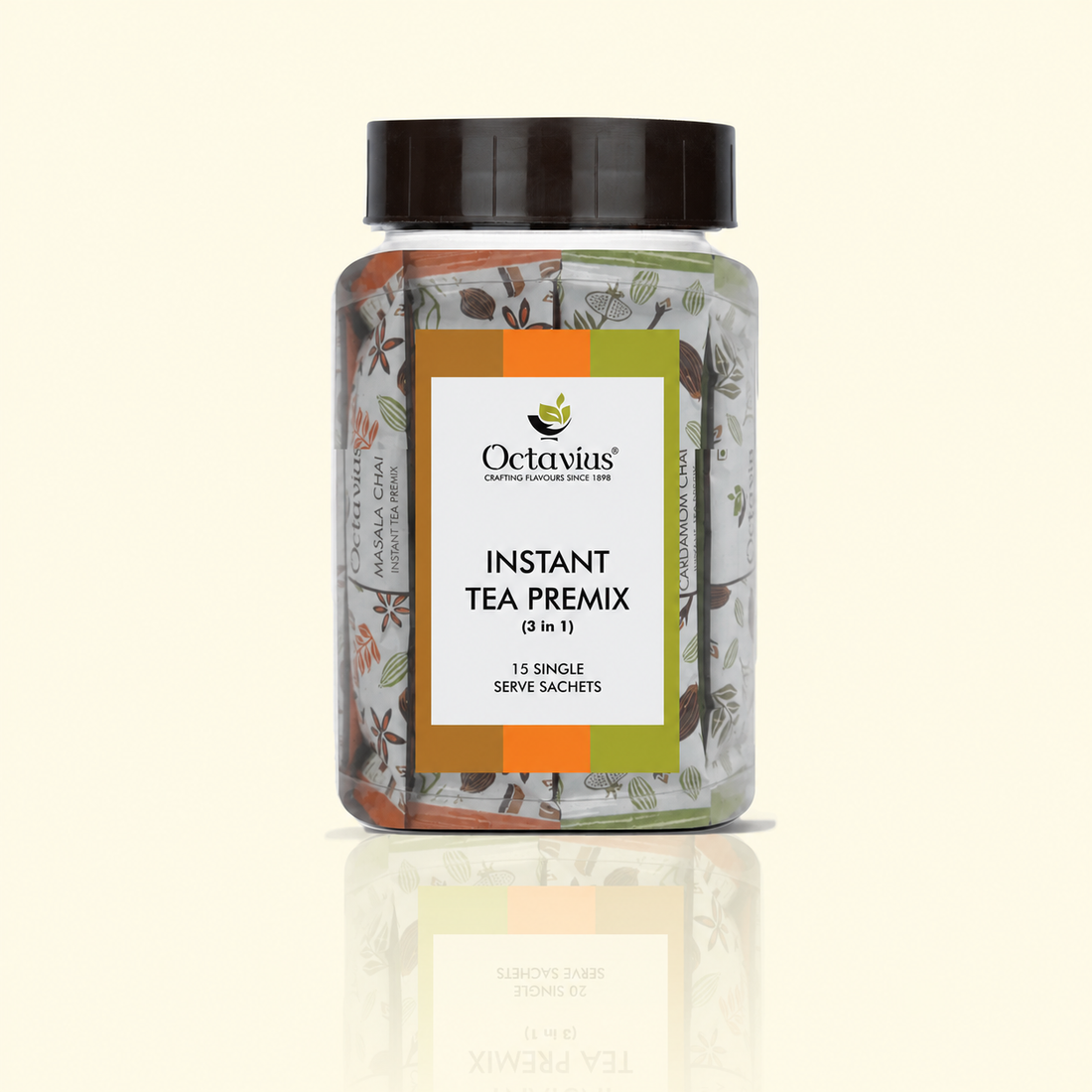 3 in 1 Instant Premix - Indian Masala, Cardamom & Ginger 15 Sachets (Clear Pack)