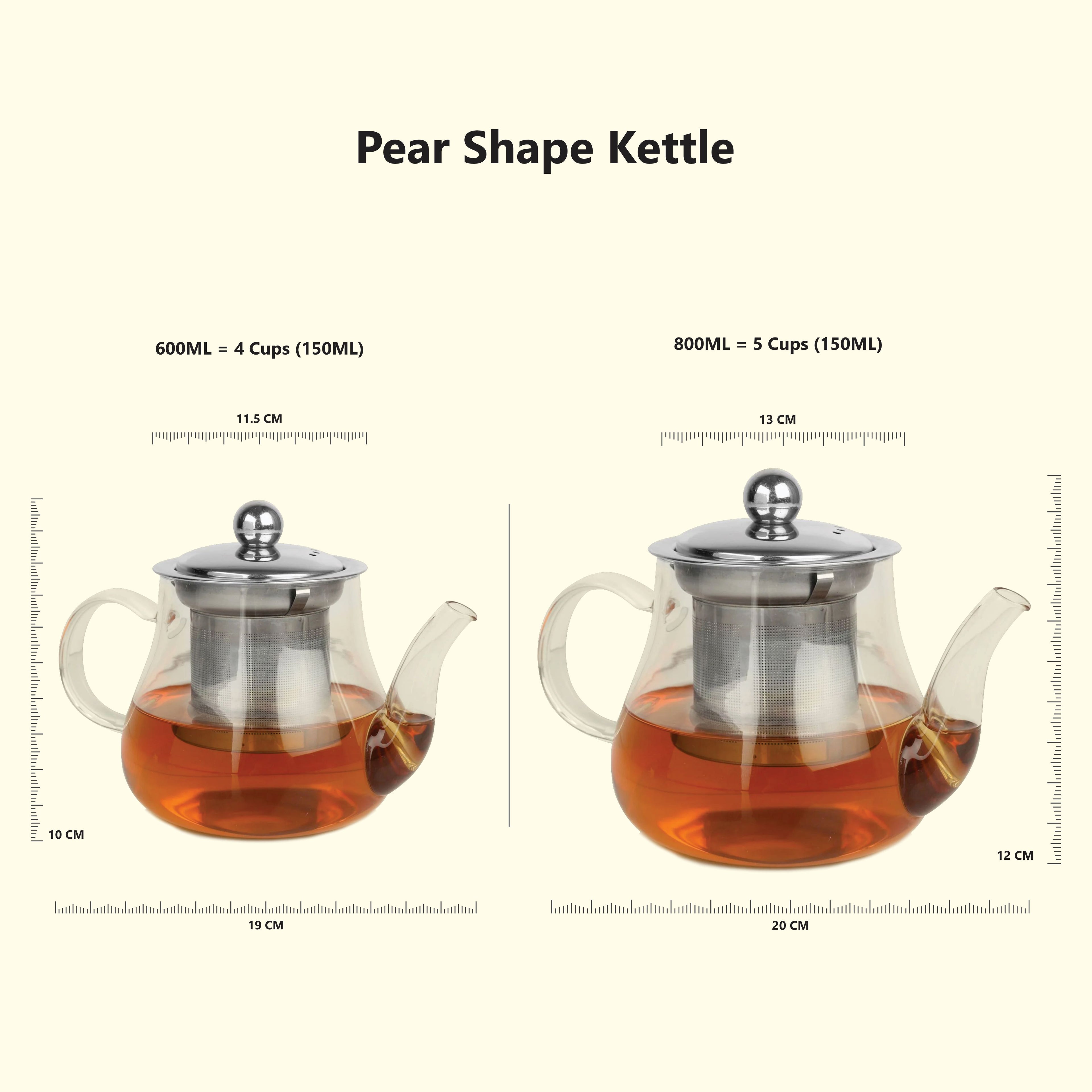 Pear Shaped Borosilicate Glass Kettle with Steel Infuser
