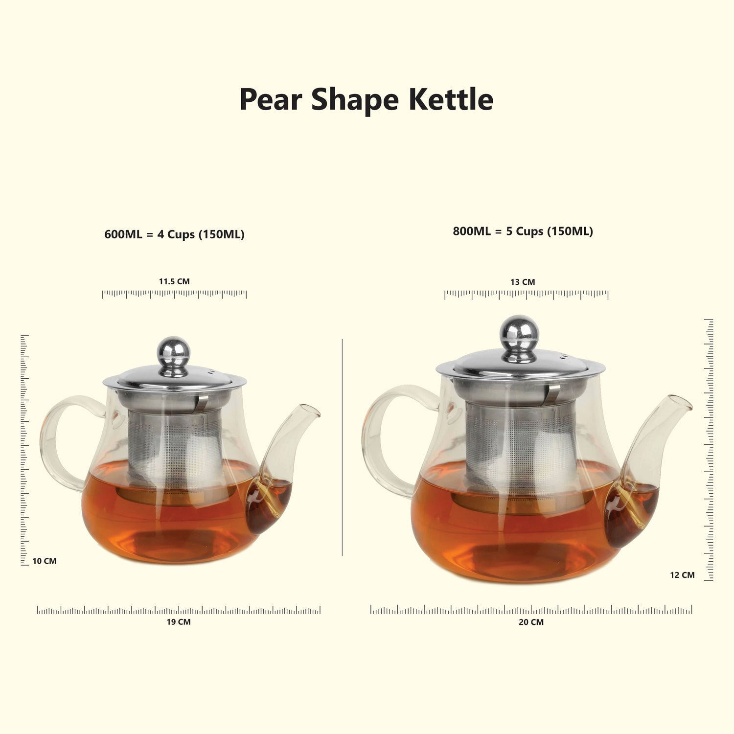 Pear Shaped Borosilicate Glass Kettle with Steel Infuser