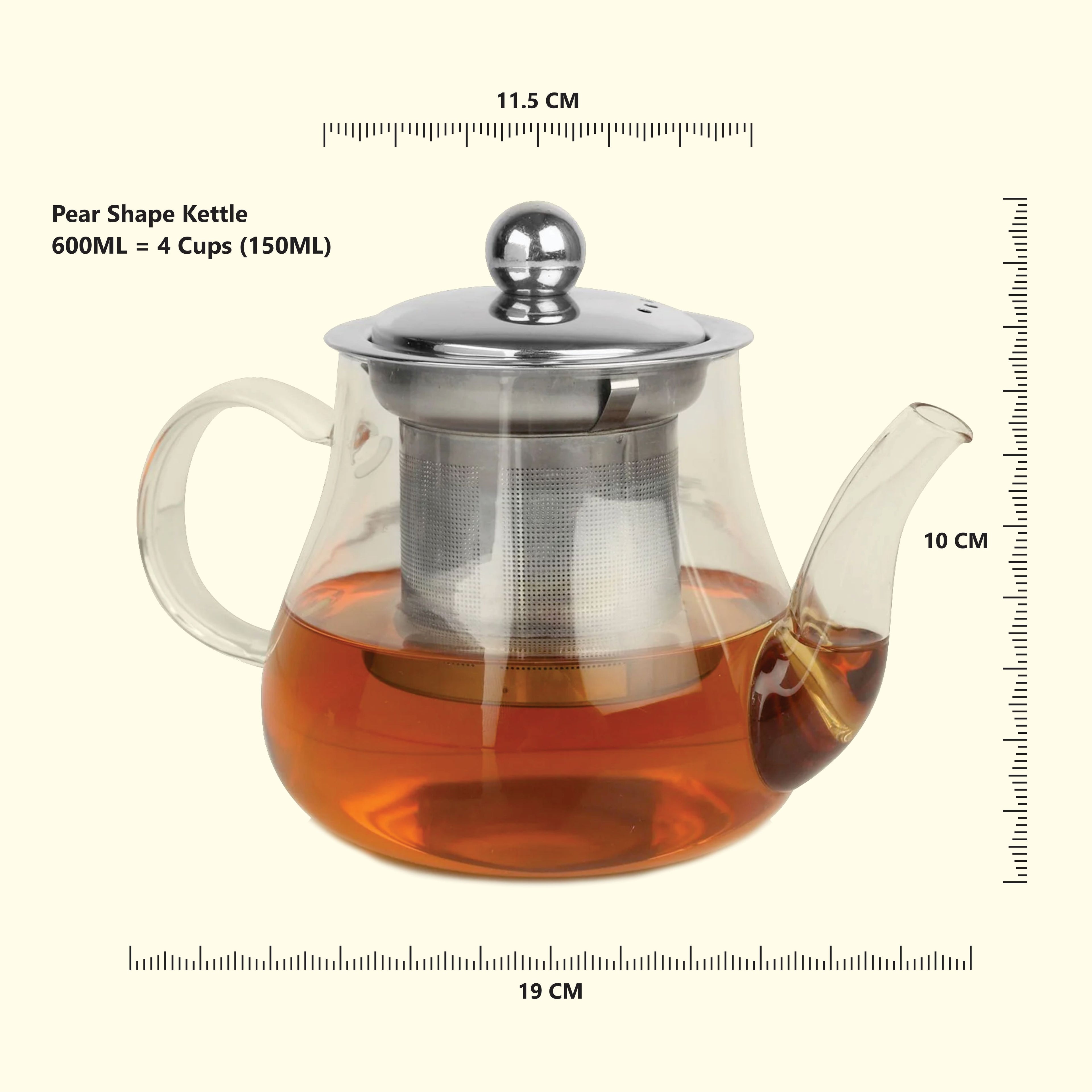 Pear Shaped Borosilicate Glass Kettle with Steel Infuser