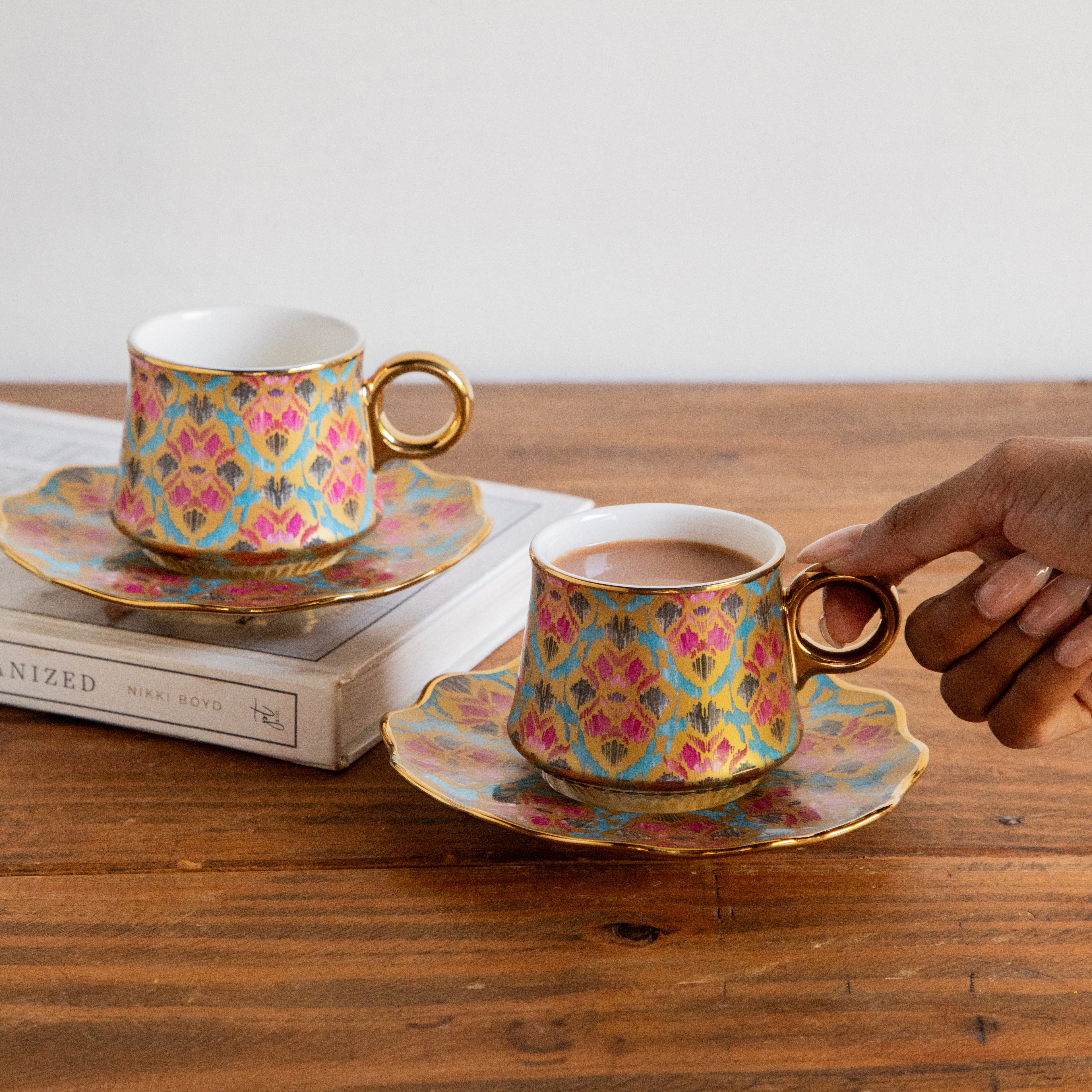 Regal Ikat Tea Set (6 Cups & Saucers) – 200 ML Each