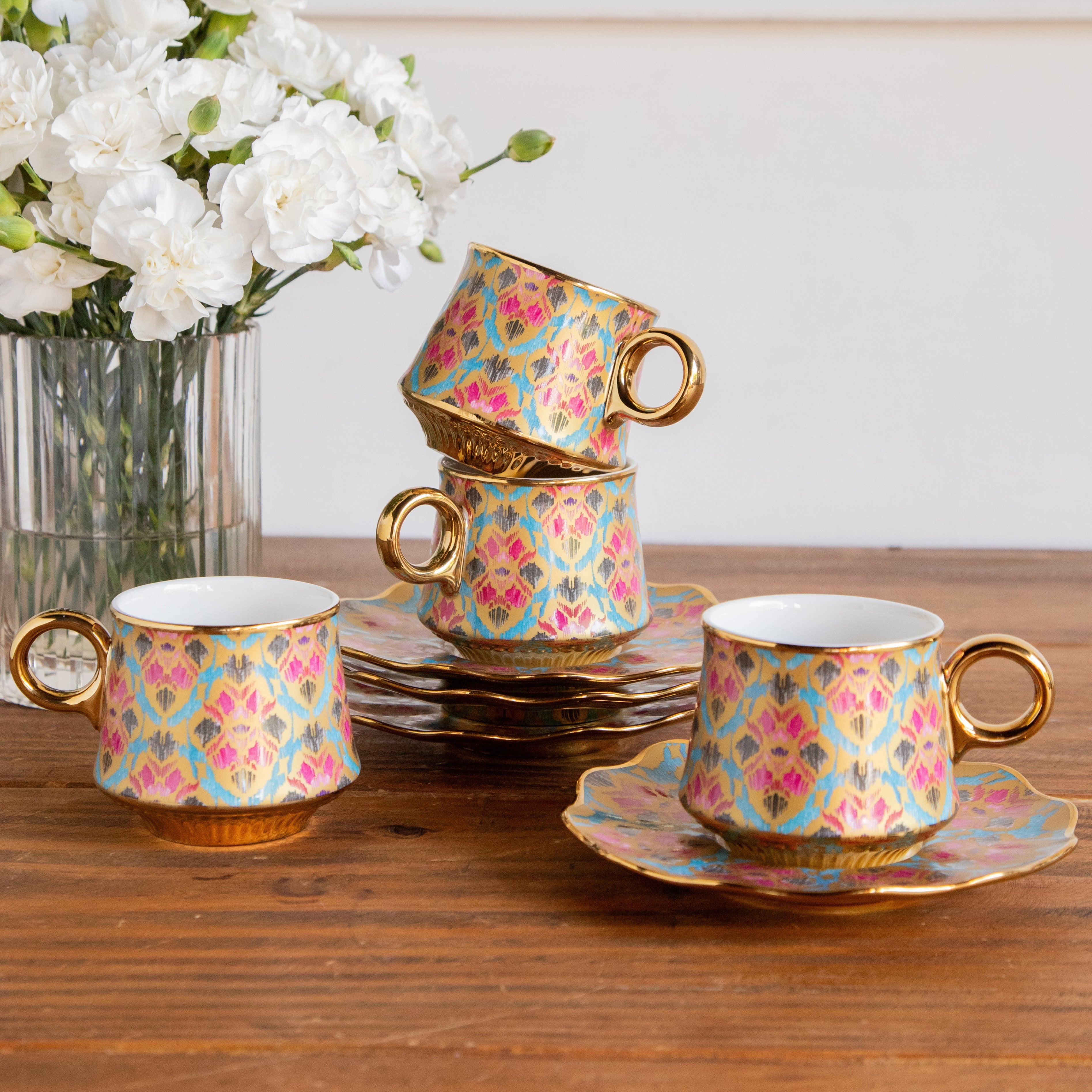 Regal Ikat Tea Set (6 Cups & Saucers) – 200 ML Each