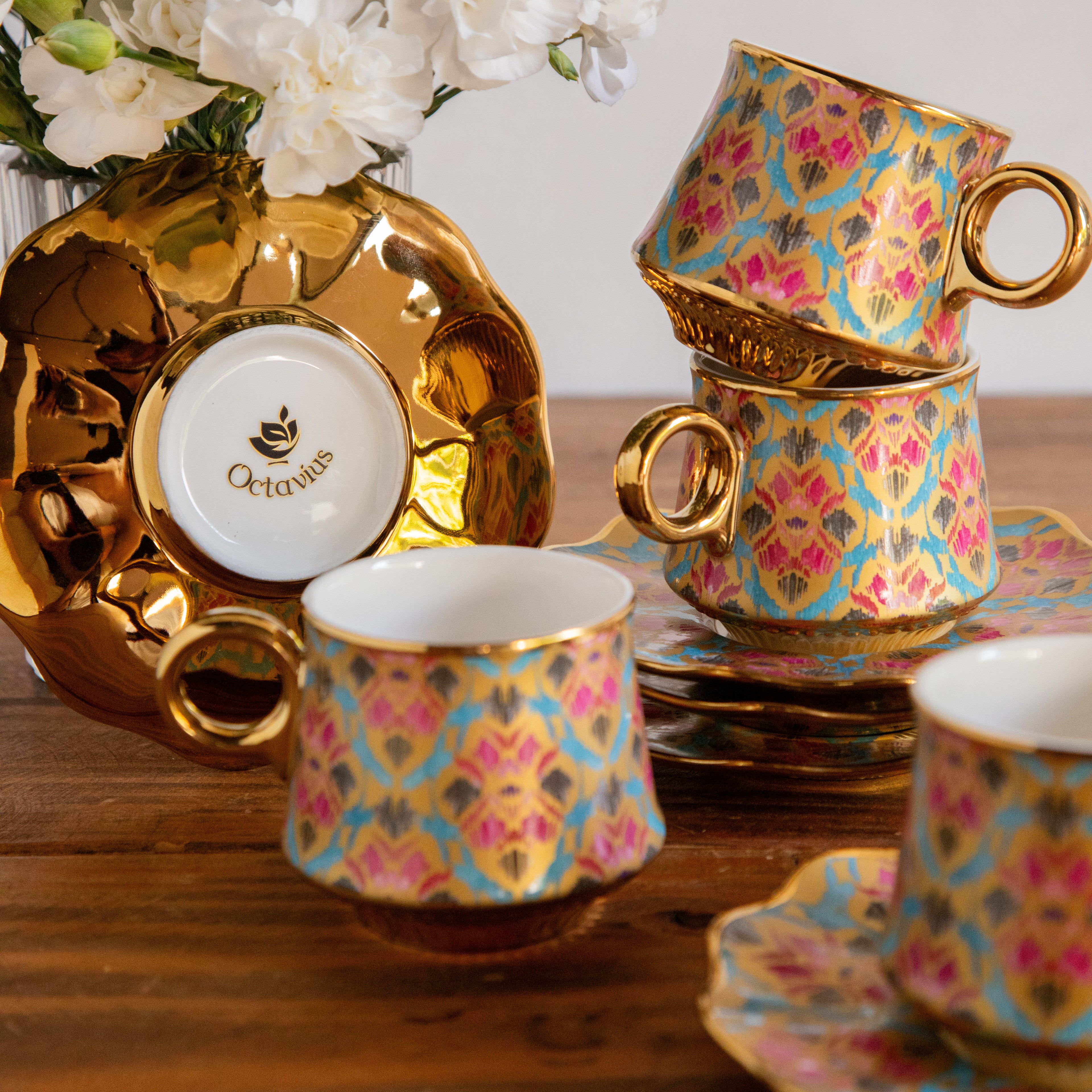 Regal Ikat Tea Set (6 Cups & Saucers) – 200 ML Each