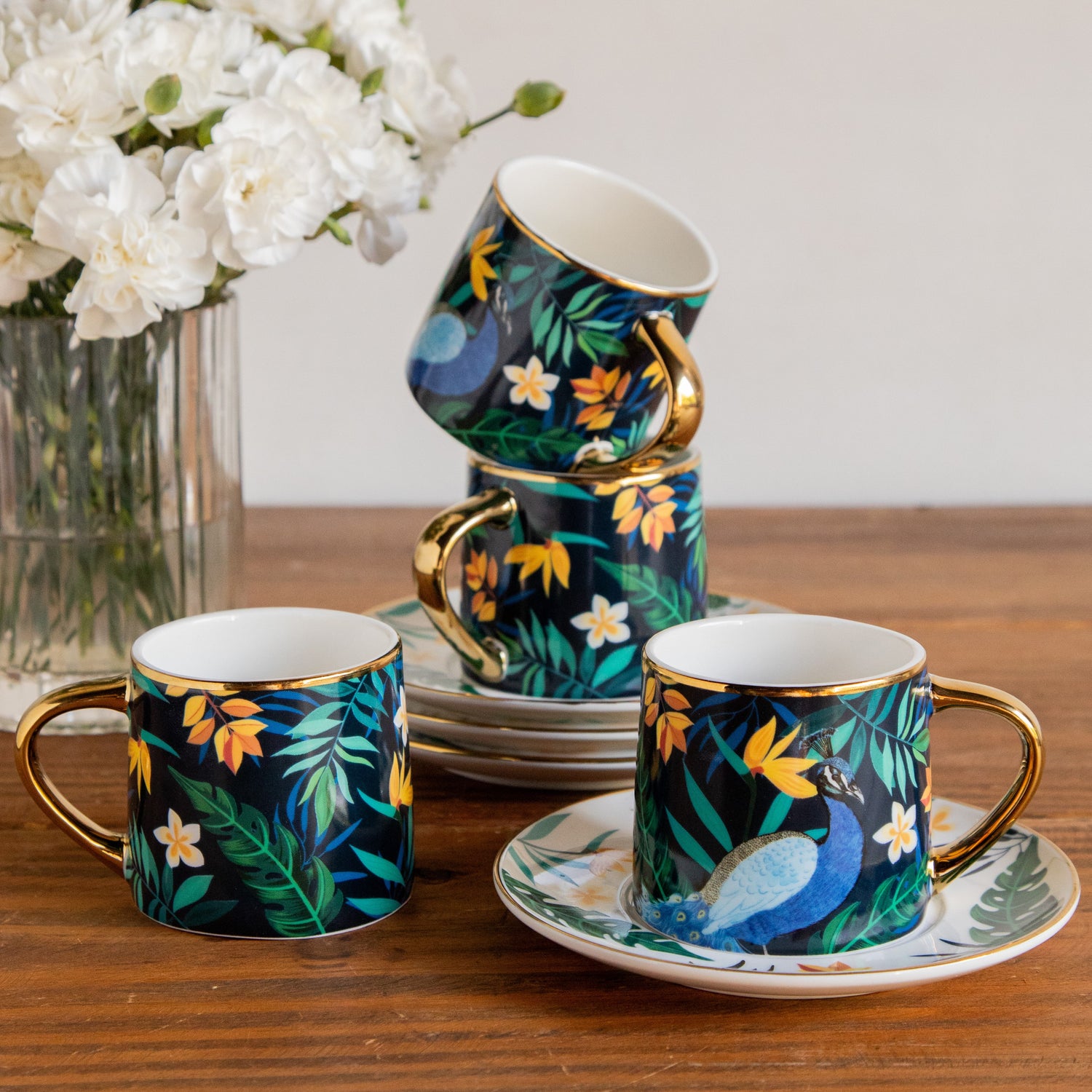 Tropical Elegance Teaset– Set of 6 Cups & Saucers (200 ML Each)