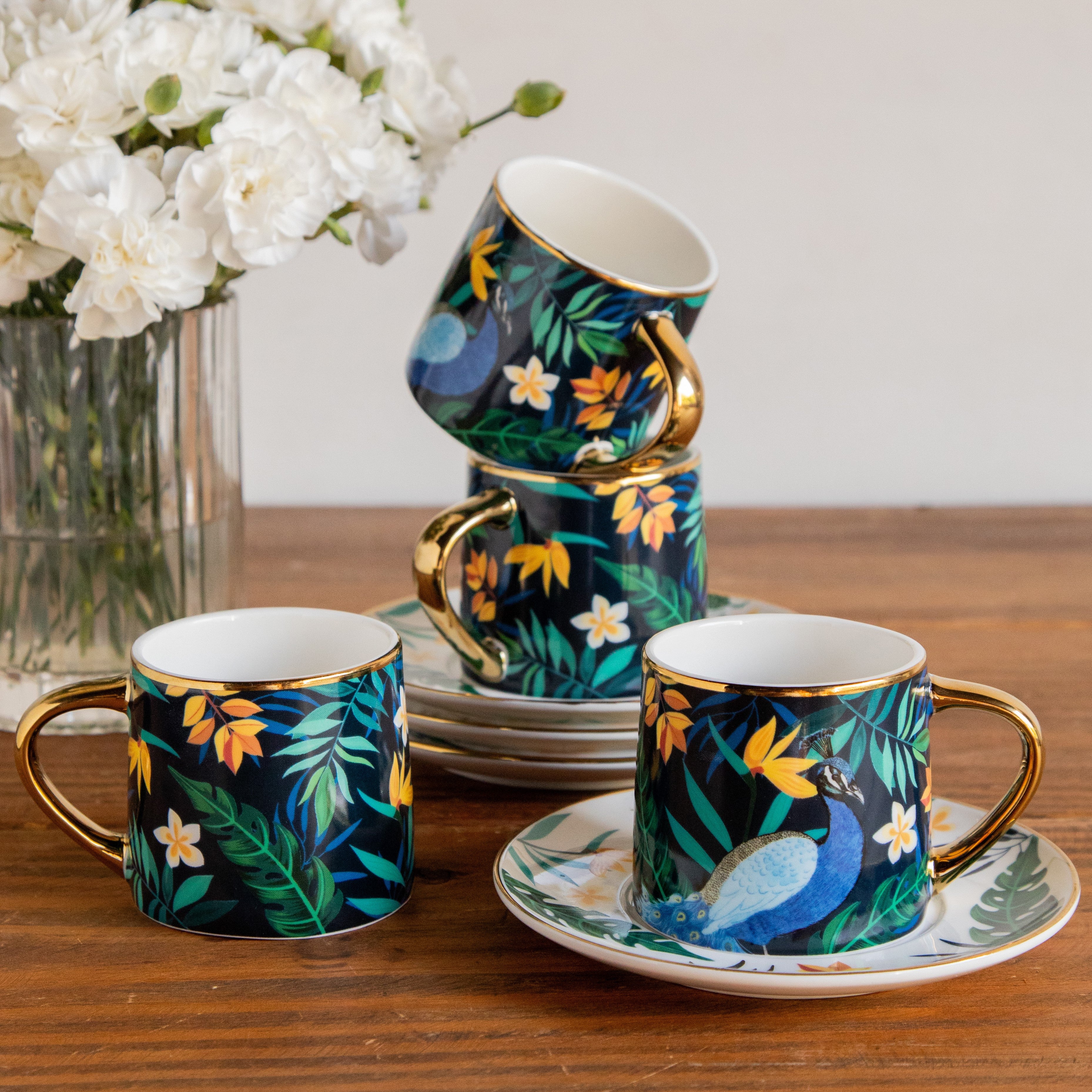 Tropical Elegance Teaset– Set of 6 Cups & Saucers (200 ML Each)