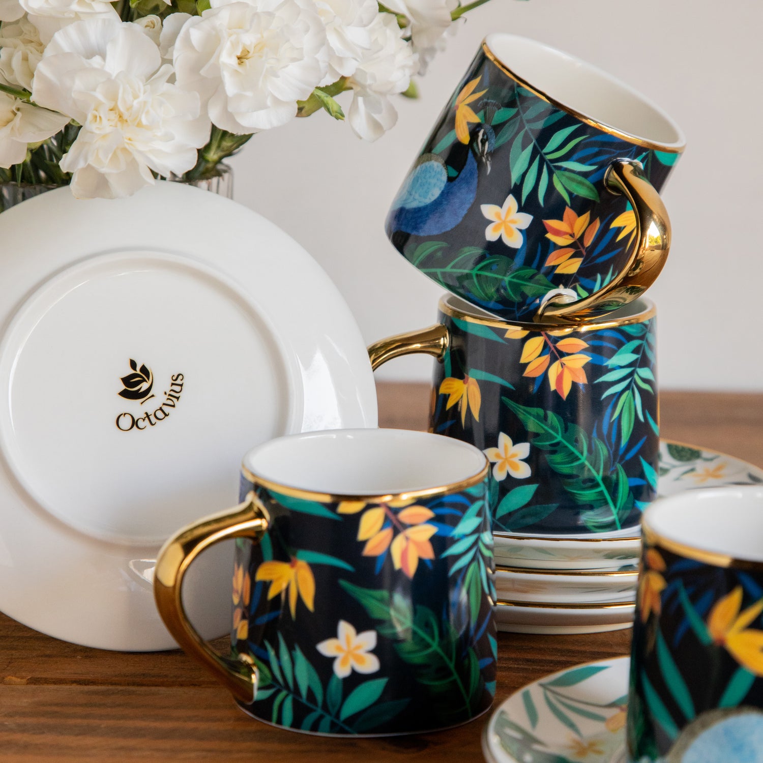 Tropical Elegance Teaset– Set of 6 Cups & Saucers (200 ML Each)