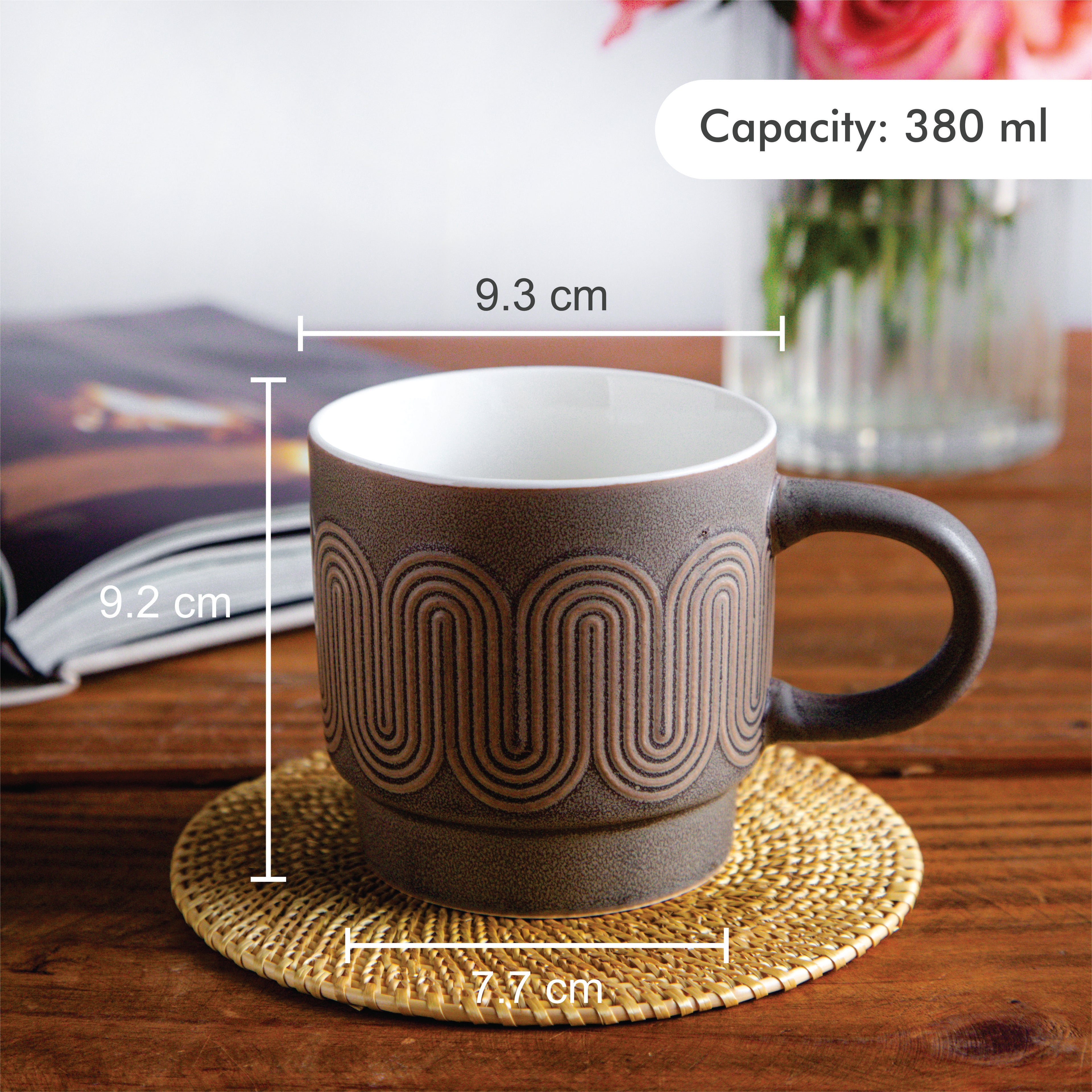 Waveform Collection – Mocha Flow Brown Coffee Mug (Set of 2) – 380 ml