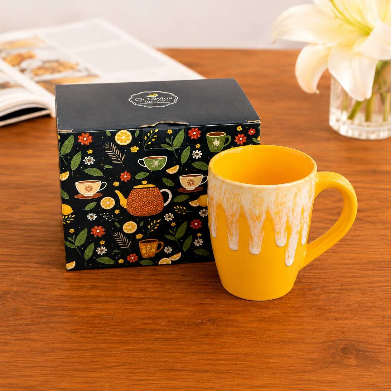 Sunburst Drizzle Hand-Painted Ceramic Mug – 650 ml