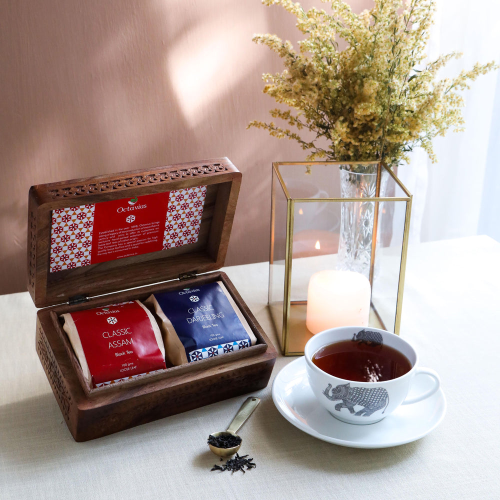 Indian Tea Collection - Premium Black Whole Leaf Teas In Handcrafted Sheesham Wood Box