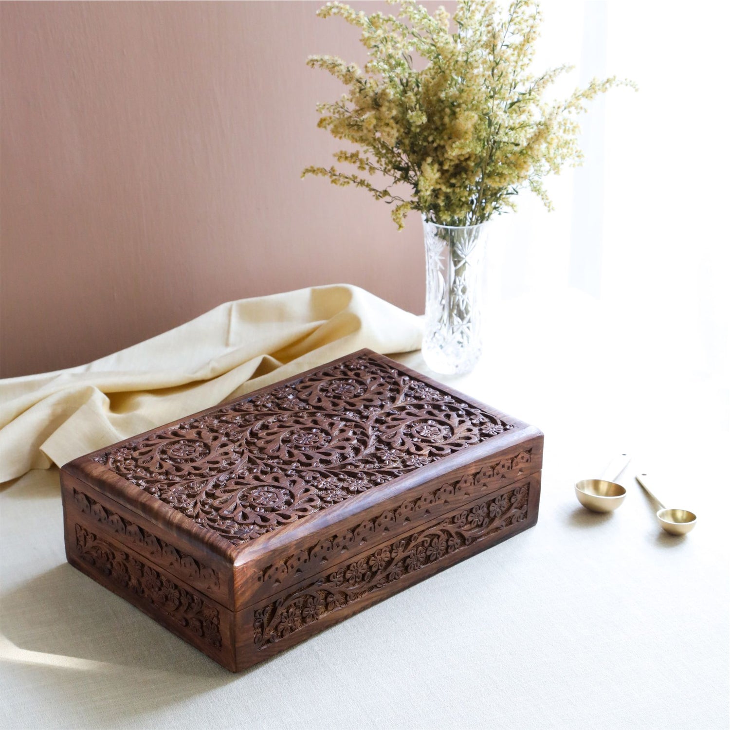 Indian Tea Collection - Premium Black & Green Whole Leaf Teas In Handcrafted Sheesham Wood Box