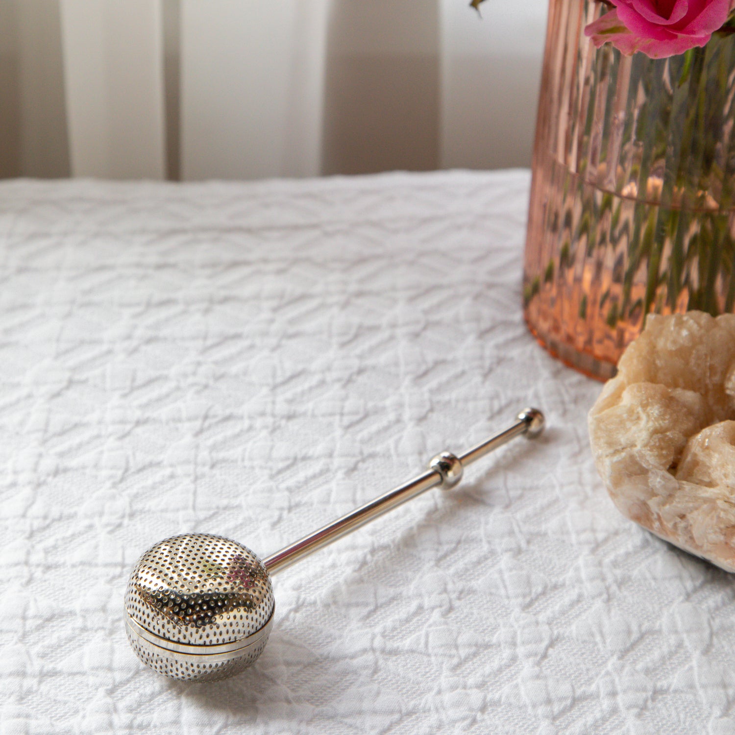 Ball Shaped Brass Infuser with Long Push handle (Nickel Plated)