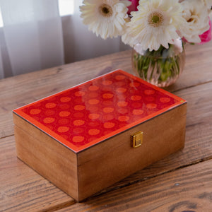 
                  
                    Load image into Gallery viewer, Wooden Box with Traditional Indian Lotus Print
                  
                