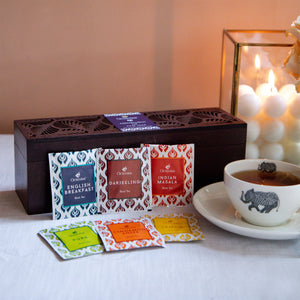 
                  
                    Load image into Gallery viewer, Assortment of Fine Teas- 60 Teabags in Leaf Cutting Wooden Box
                  
                