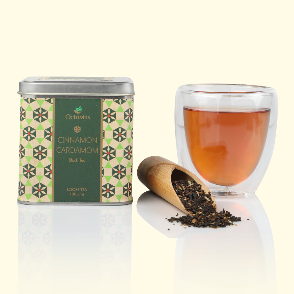 Cinnamon & Cardamom Black Tea Loose Leaf - 100 Gms Square tin