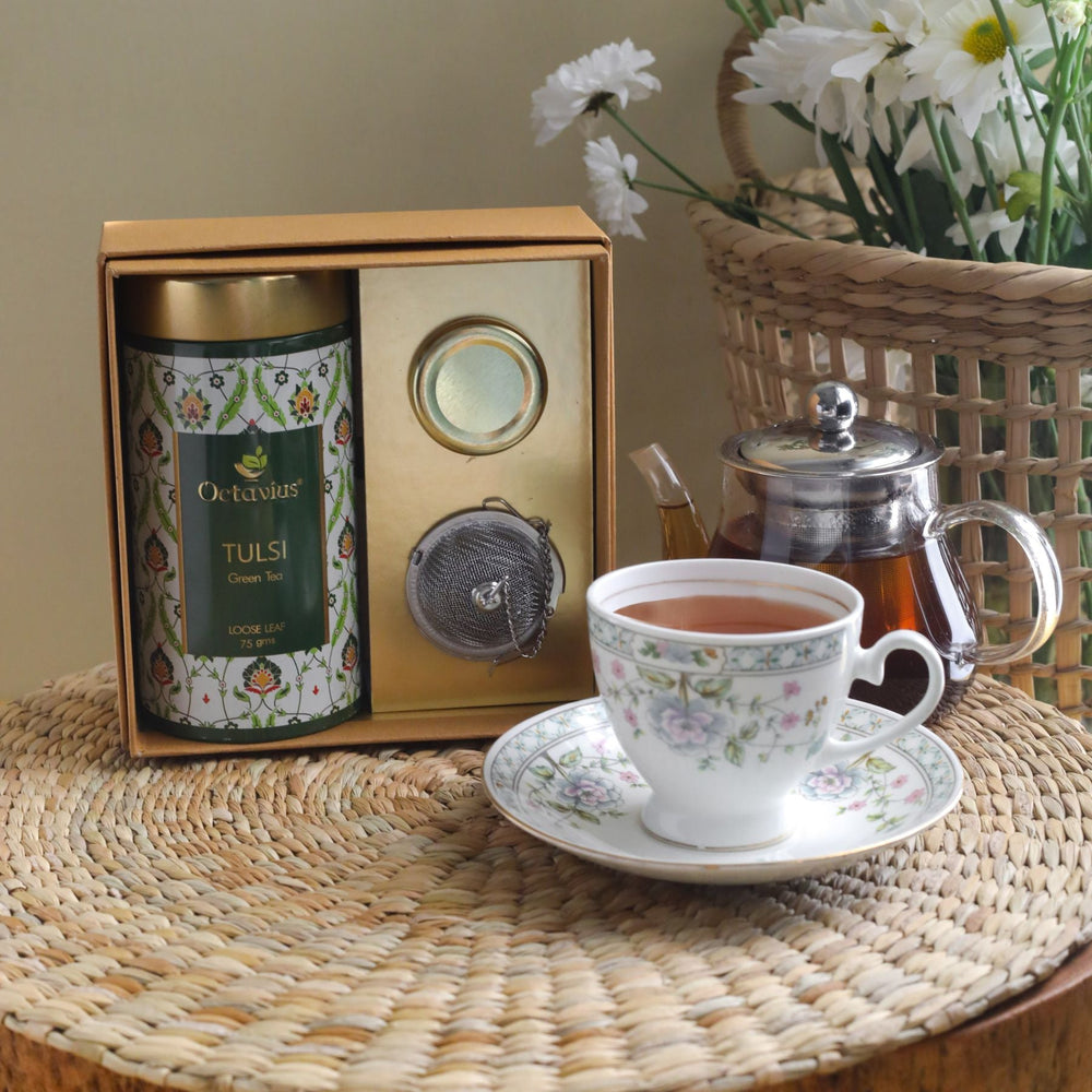 Tea Essentials - One Green Tea Of  Your Choice, An Infuser & Honey