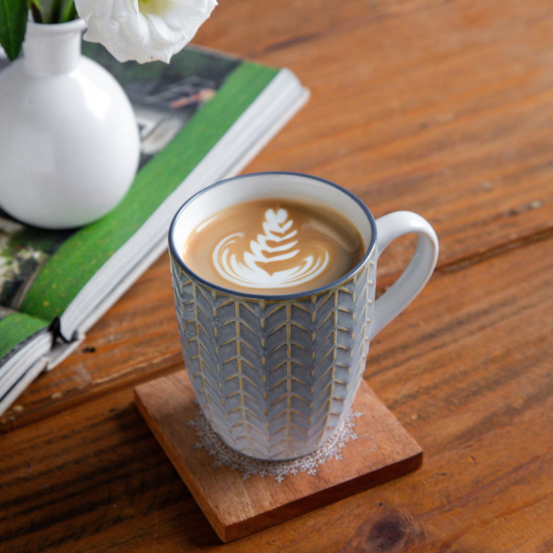 Luxe Weave Coffee Mug Ocean Mist (Set of 2) – 380 ml