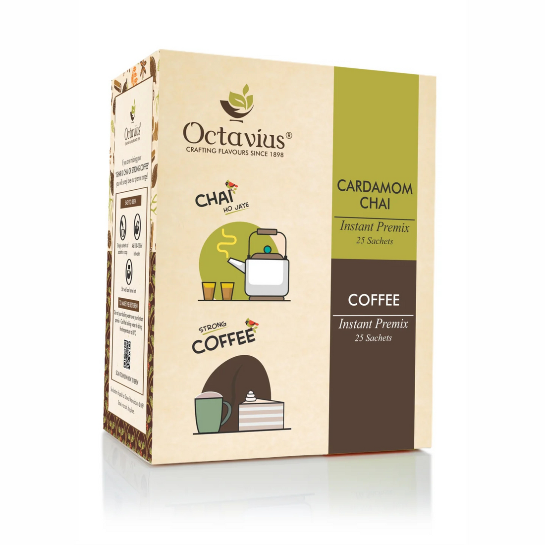2 in 1 Instant Premix - Cardamom Chai and Coffee 50 Sachets