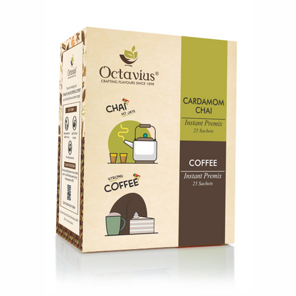 2 in 1 Instant Premix - Cardamom Chai and Coffee 50 Sachets