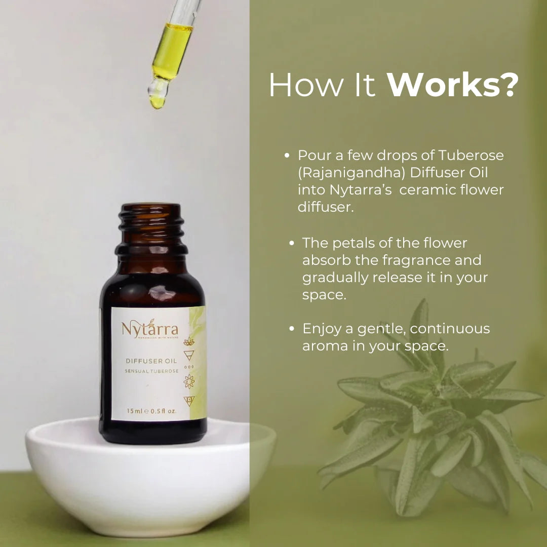 Tuberose Diffuser Oil + Ceramic Flower Aromatherapy Combo