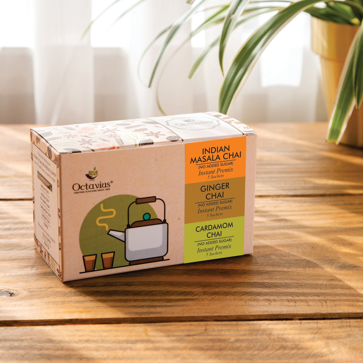 3 in 1 Instant Premix - Indian Masala, Cardamom &amp; Ginger (No Added Sugar) - 50 sachets