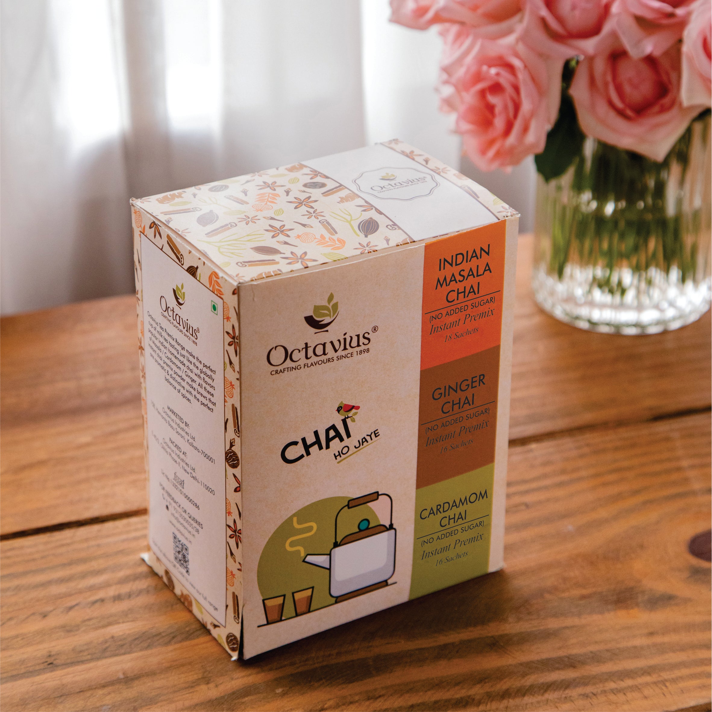 3 in 1 Instant Premix - Indian Masala, Cardamom &amp; Ginger (No Added Sugar) - 50 sachets