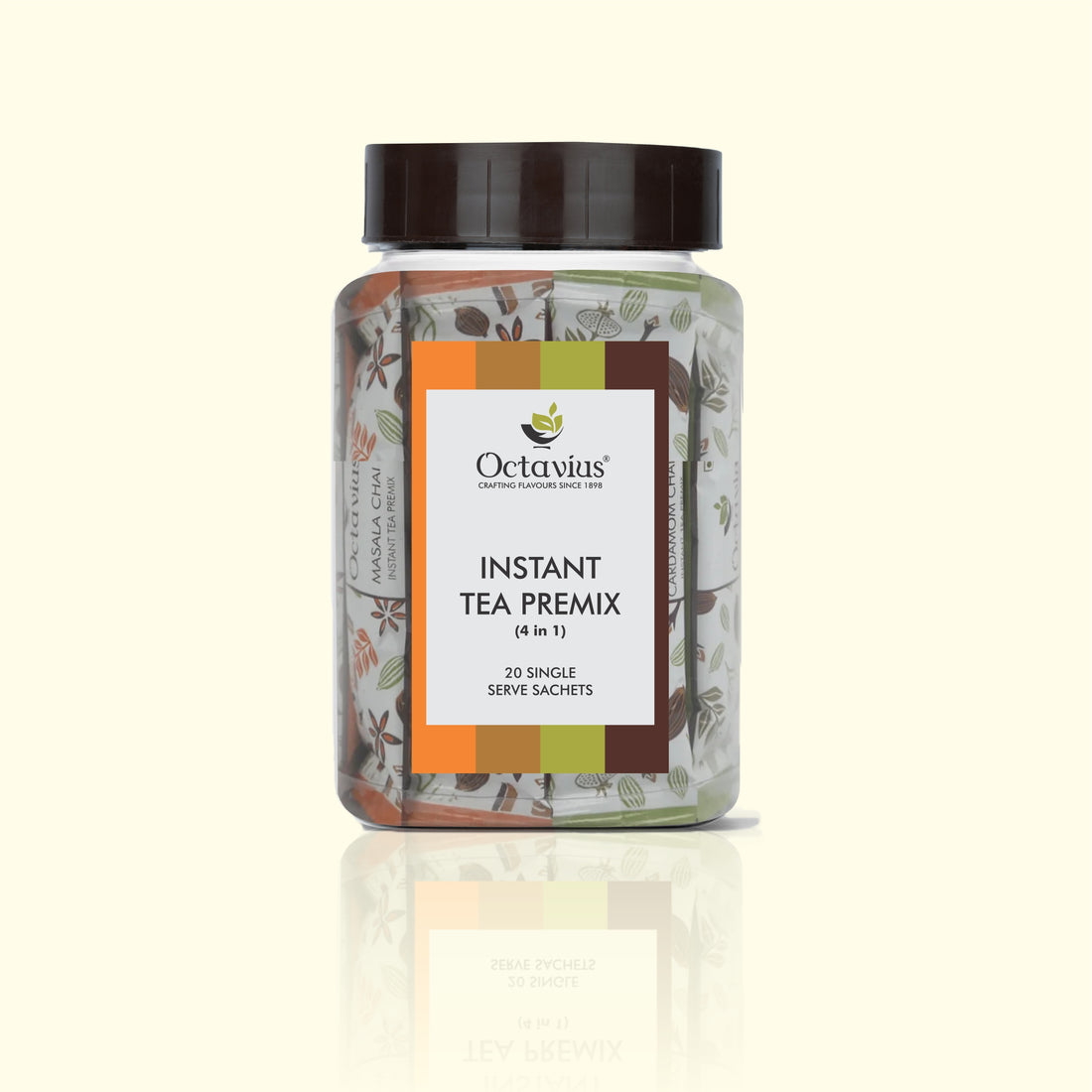 4 in 1 Instant Premix - Indian Masala, Ginger,Cardamom, Coffee 20 Sachets (Clear Pack)