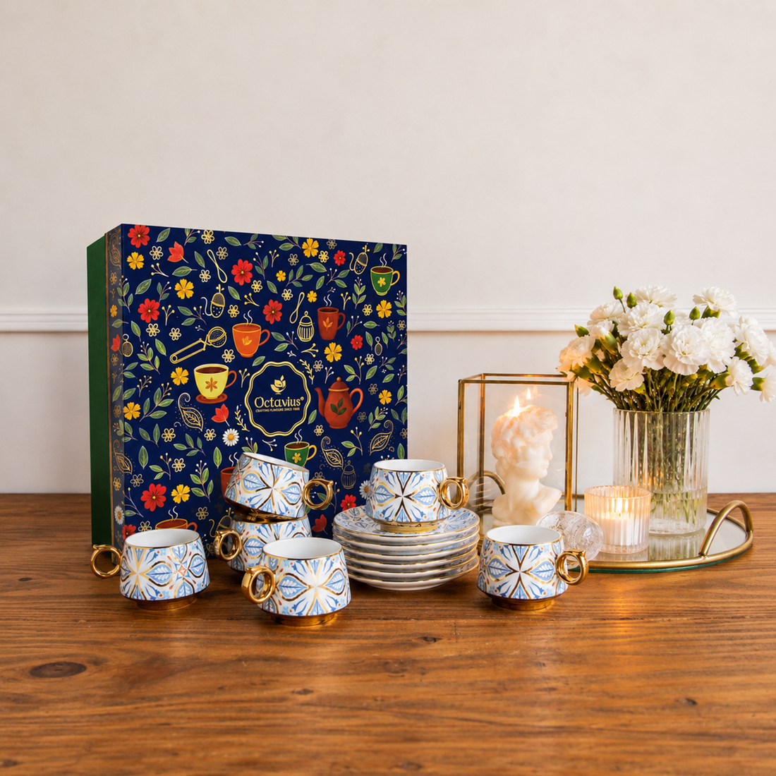 Imperial Mosaic Tea Set (6 Cups & Saucers) – 200 ML Each