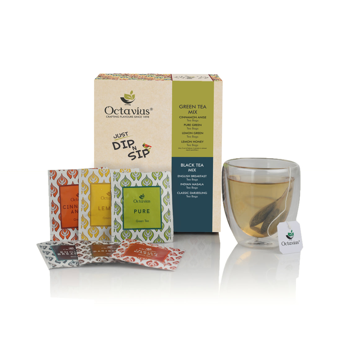 6 Assorted Black & Green Teas - 100 Teabags Economy Pack